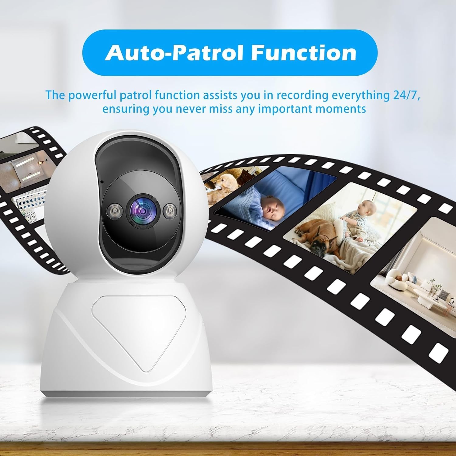 Auto-Focus 3MP Indoor Security Camera – Interactive 2-Way Audio & Siren Alarm