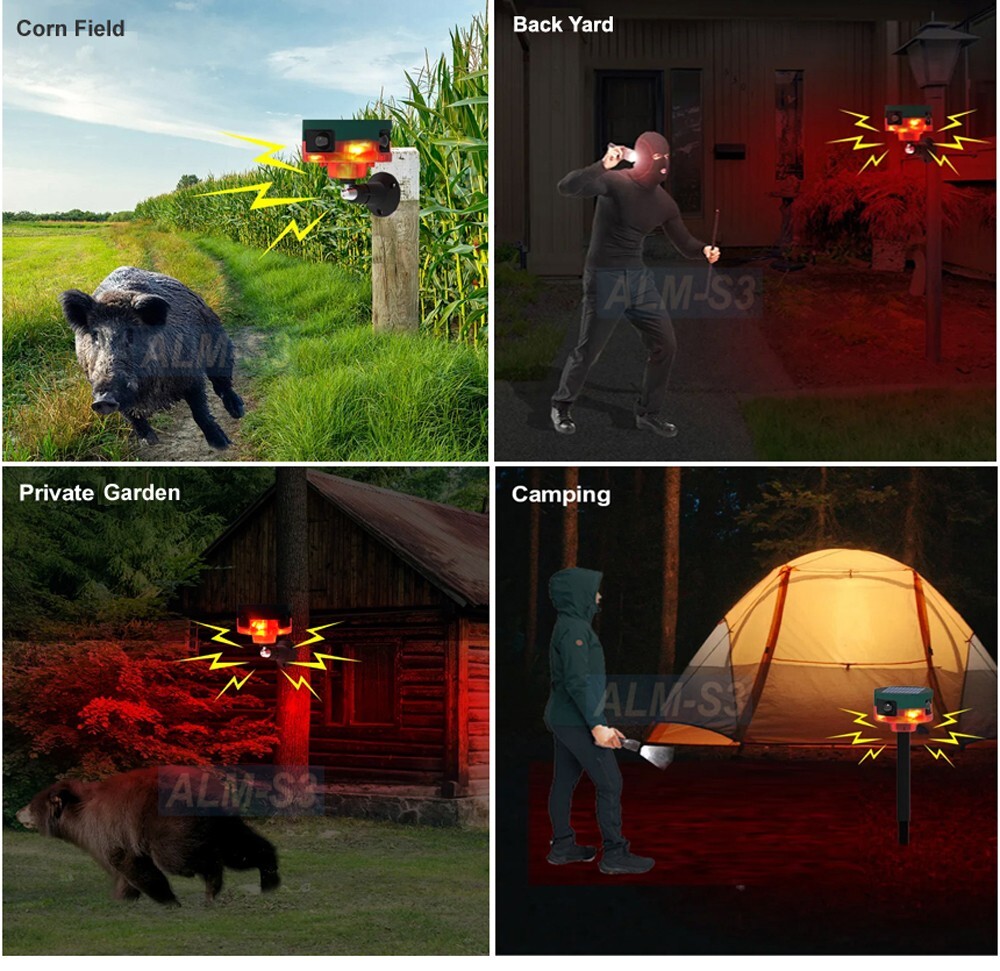 Solar-Powered Motion Activated Alarm Outdoor Indoor Weatherproof Voice Recording
