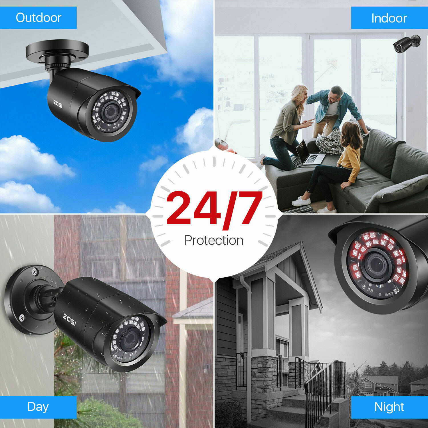ZOSI 16CH 1080P Outdoor Security Camera System 5MP Lite DVR CCTV IR Night Vision