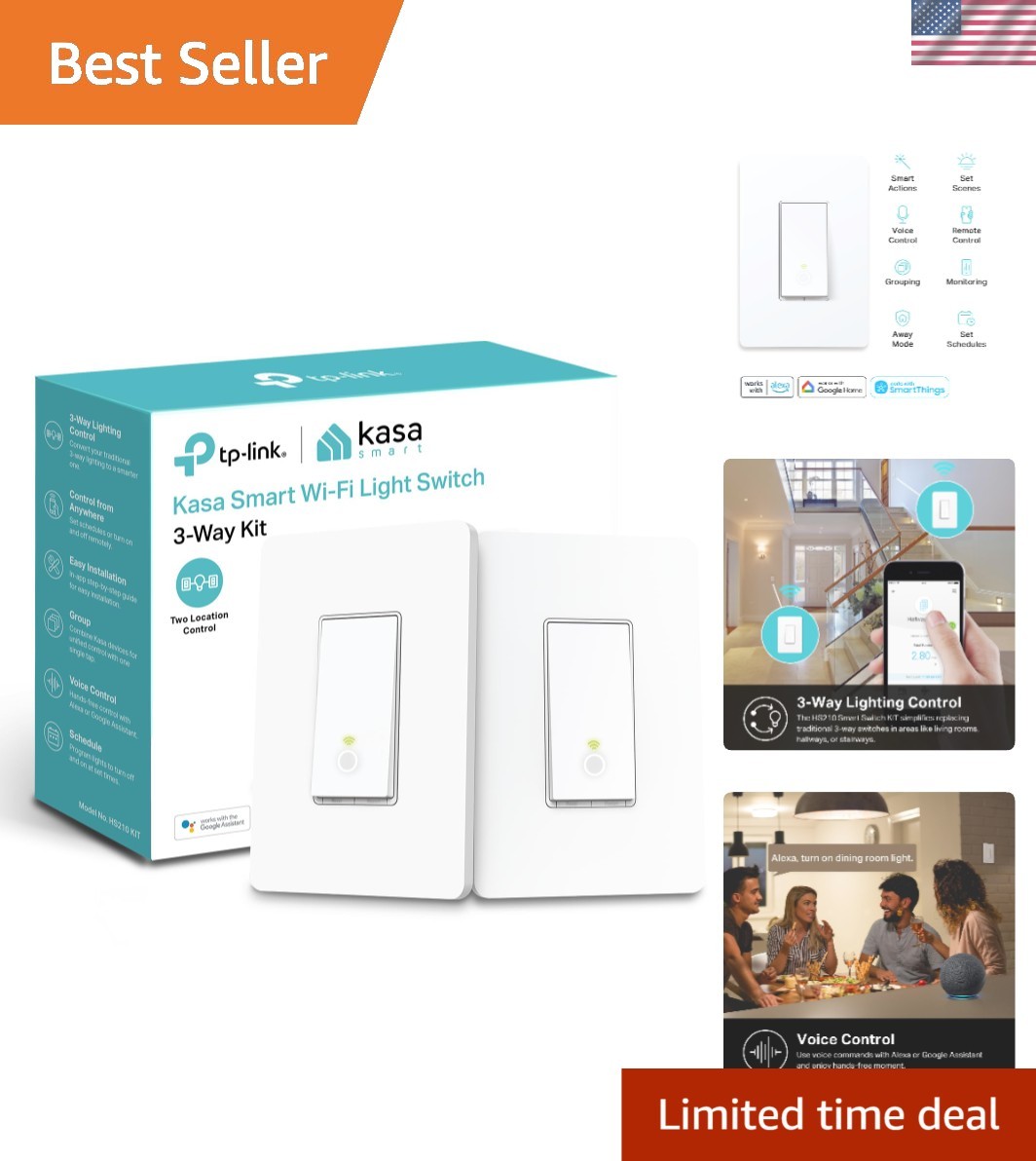 3 Way Switch , Needs Neutral Wire, 2.4GHz Wi-Fi Light Switch works with Alexa…