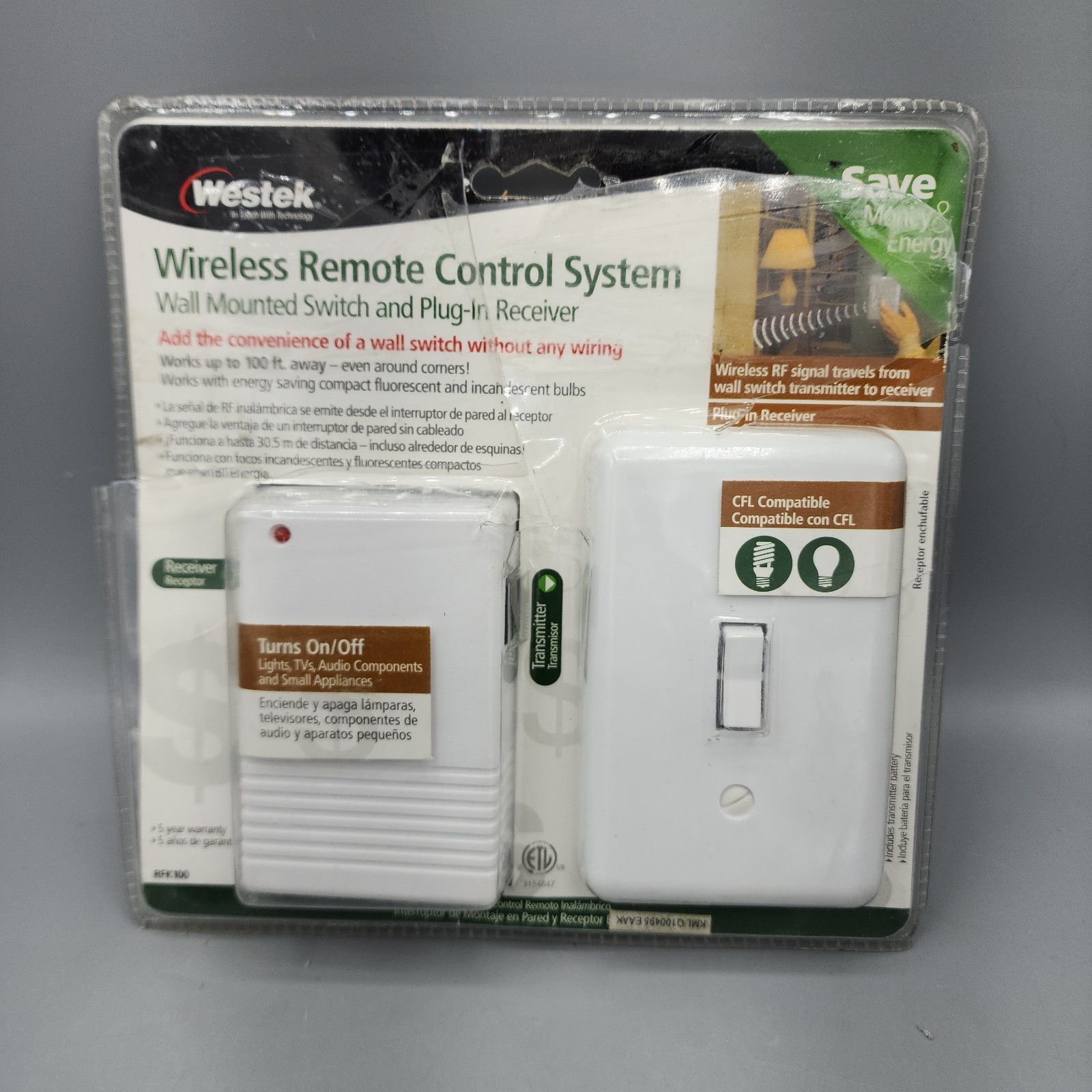 Westek Wireless Remote Control Wall Mounted Switch & Plug-In Receiver RFK100