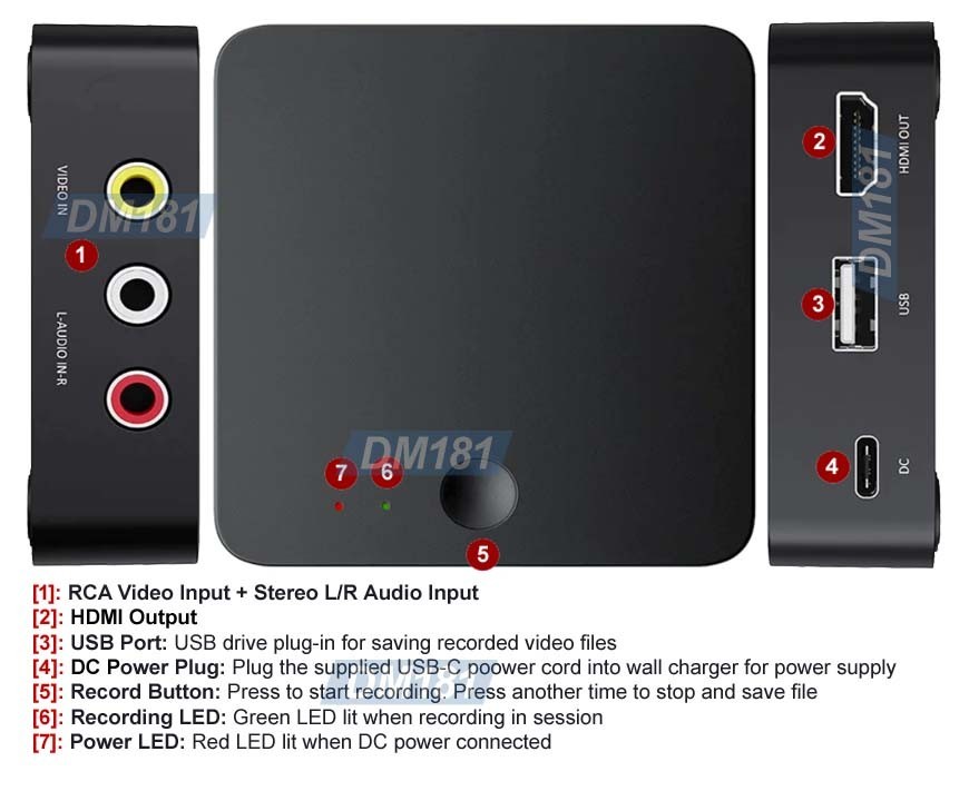 Premium Mini Digital Video Recorder W/ RCA AV Input 1080P Out MP4 Recording