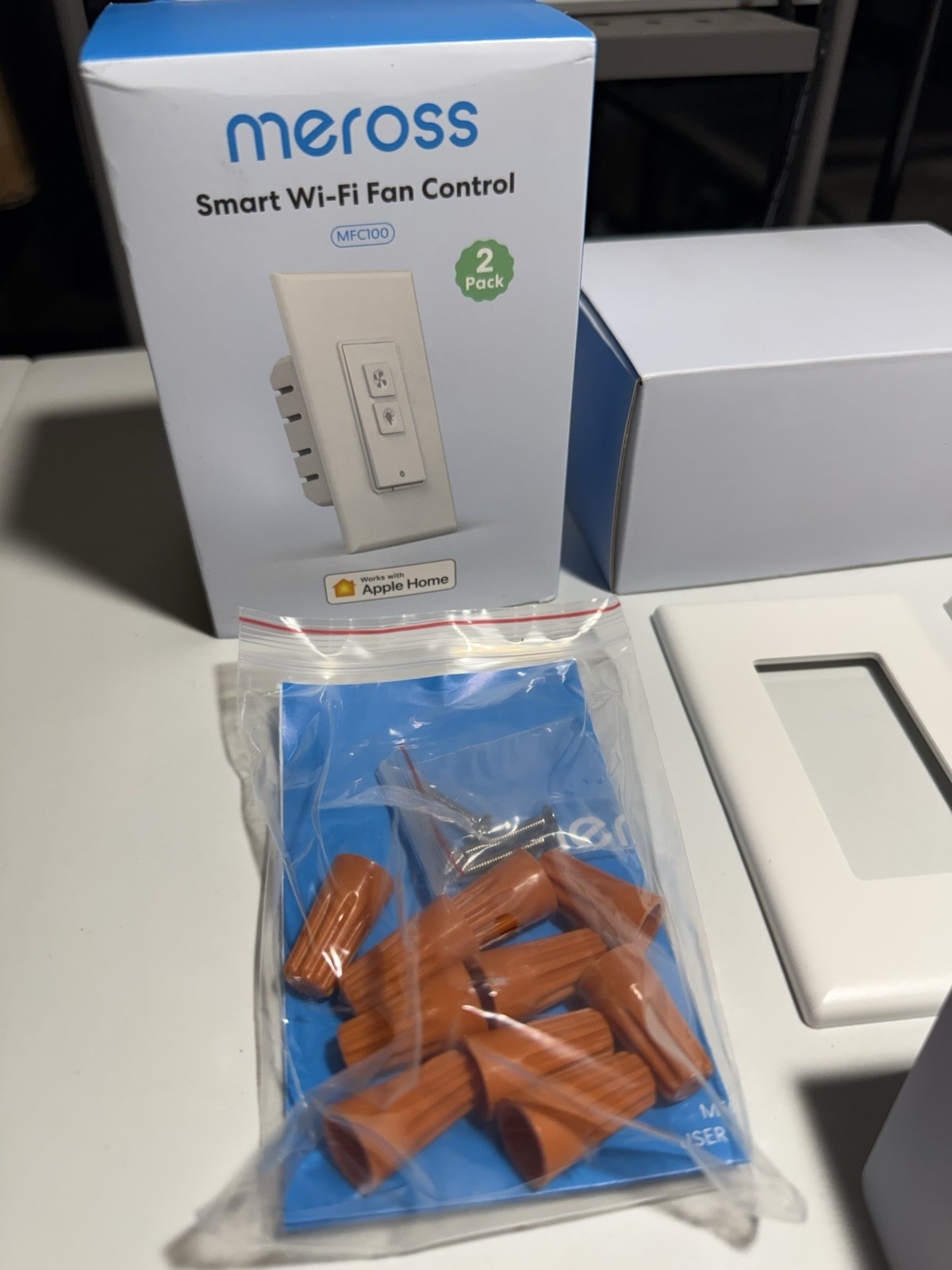 Meross Smart Wi-Fi Fan Control & Dimmer Switch MFC100, 2 Pack (Open Box, New)