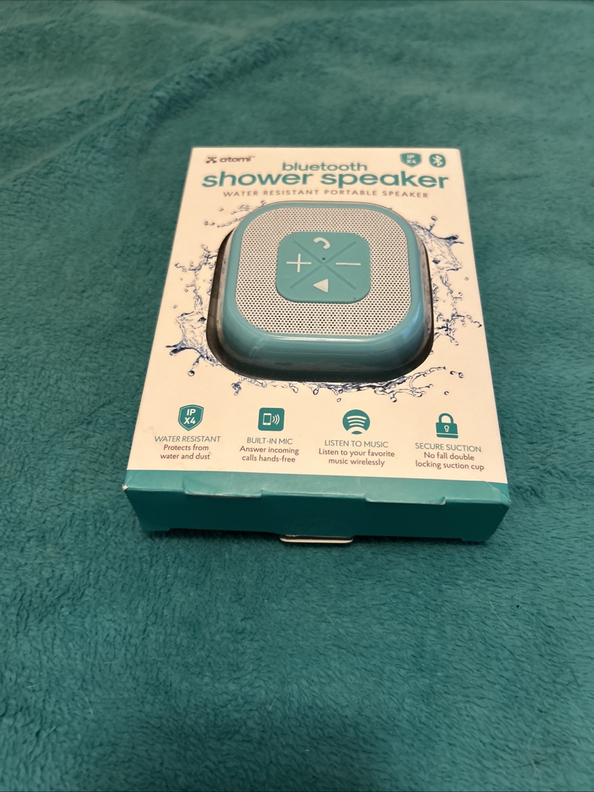 Atomi Universal Bluetooth Water Resistant Shower Speaker – Teal New