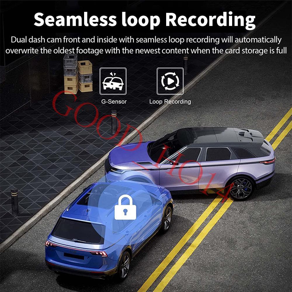 Dash Cam HD 1080p Car Dual Lens Front/Rear/Inside Video Recorder Camera G-sensor