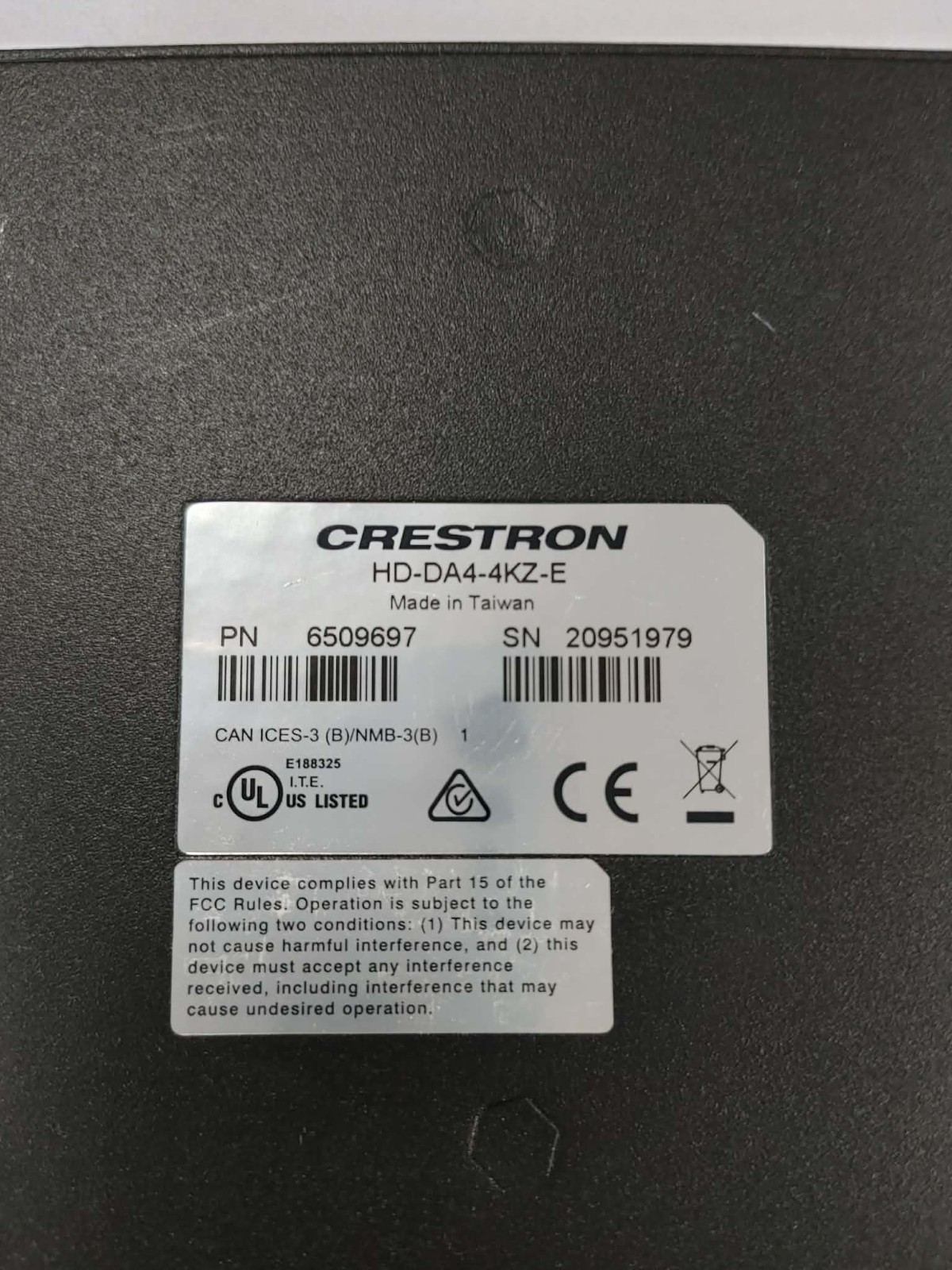 Crestron HD-DA4-4KZ-E 4K60 4:4:4 HDR Distribution Amplifier