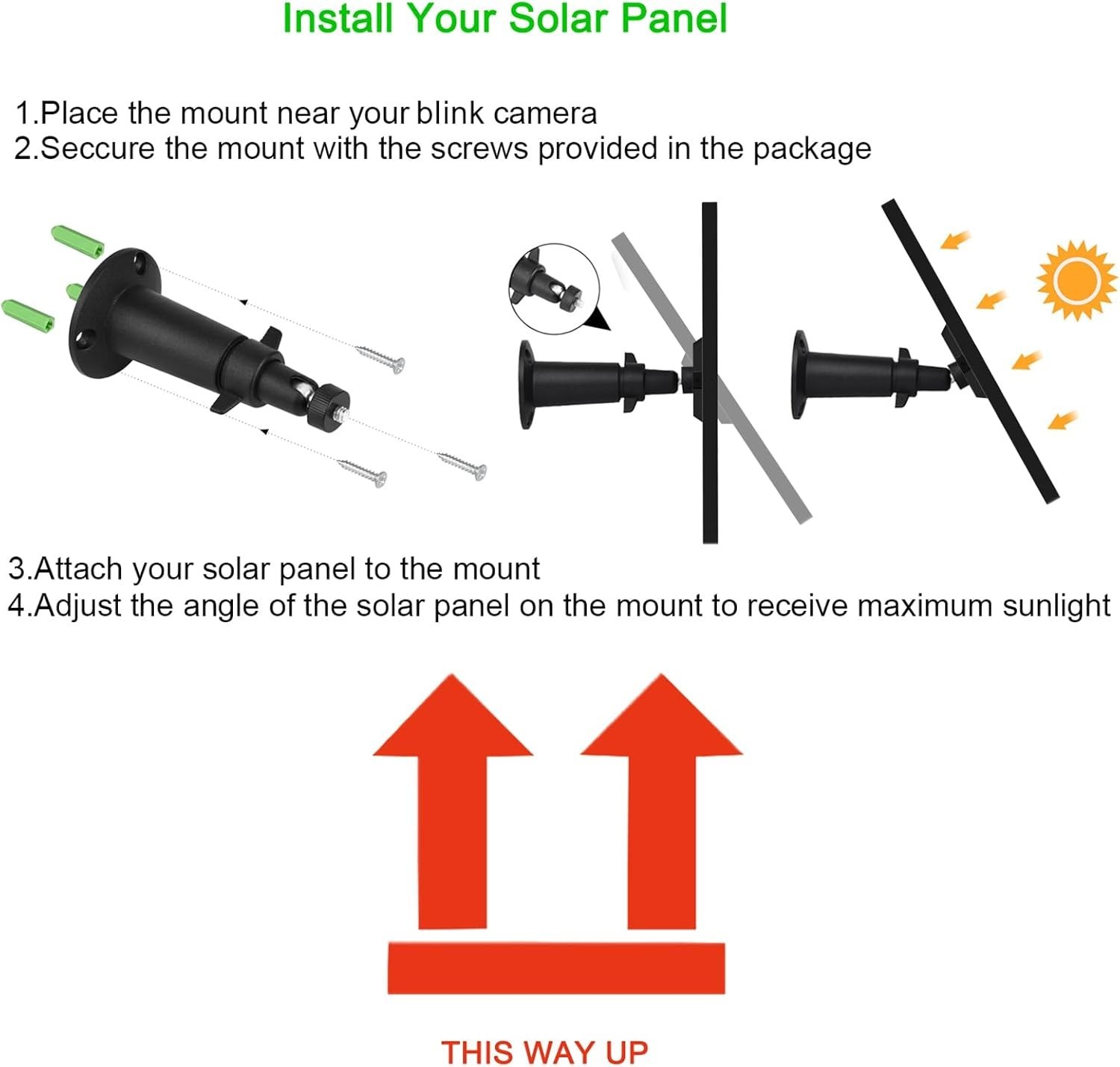 3pk Blink Outdoor 4 Solar Panel Charger – 5V, Waterproof, 11.8Ft Cable