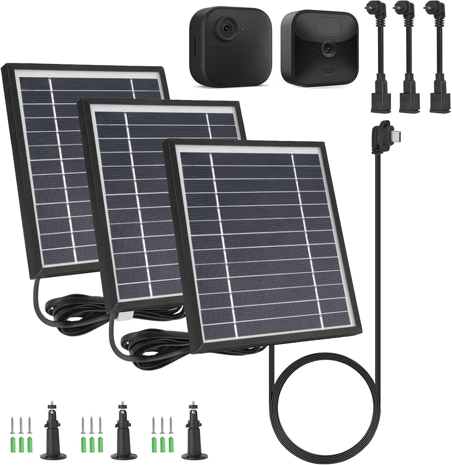 3 Pack Solar Panel System for Blink Outdoor 4 & XT Cameras with Adjustable Mount