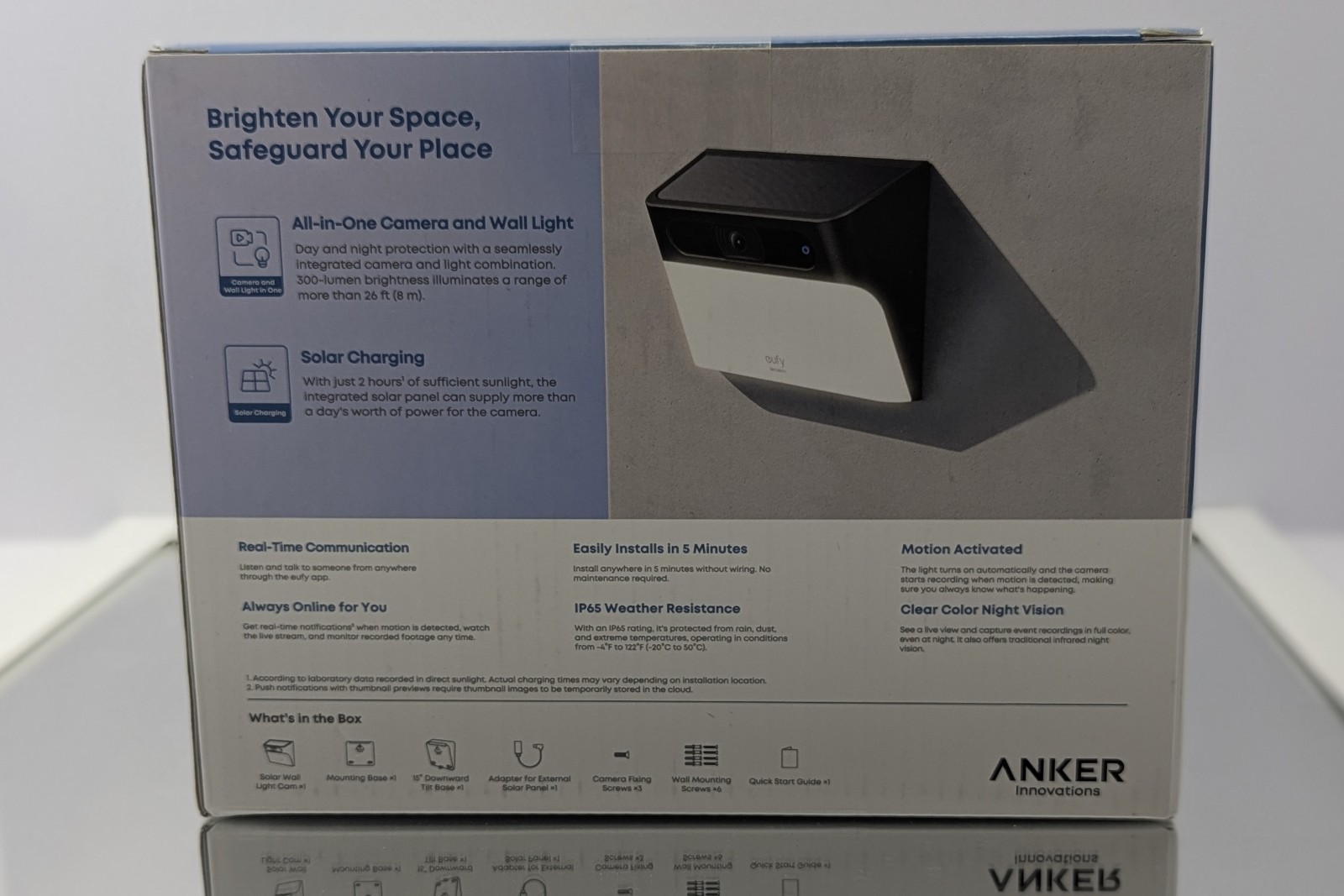 eufy Security S120 Solar Wall Light Cam Outdoor Wireless Camera T81A0 Brand New