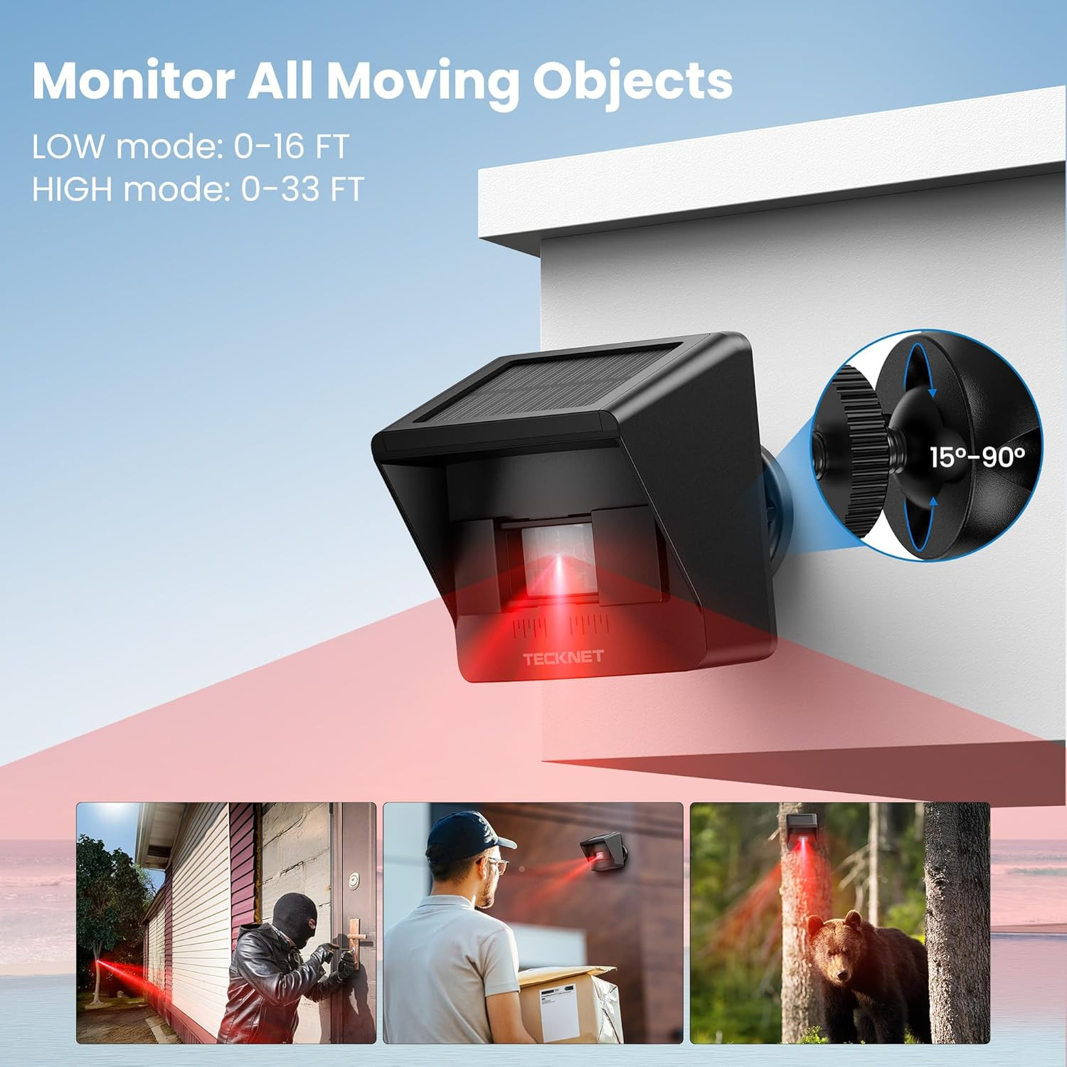 Solar Wireless Driveway Alarm with 2600FT Long Range 36 Melodies 5 Volumes …