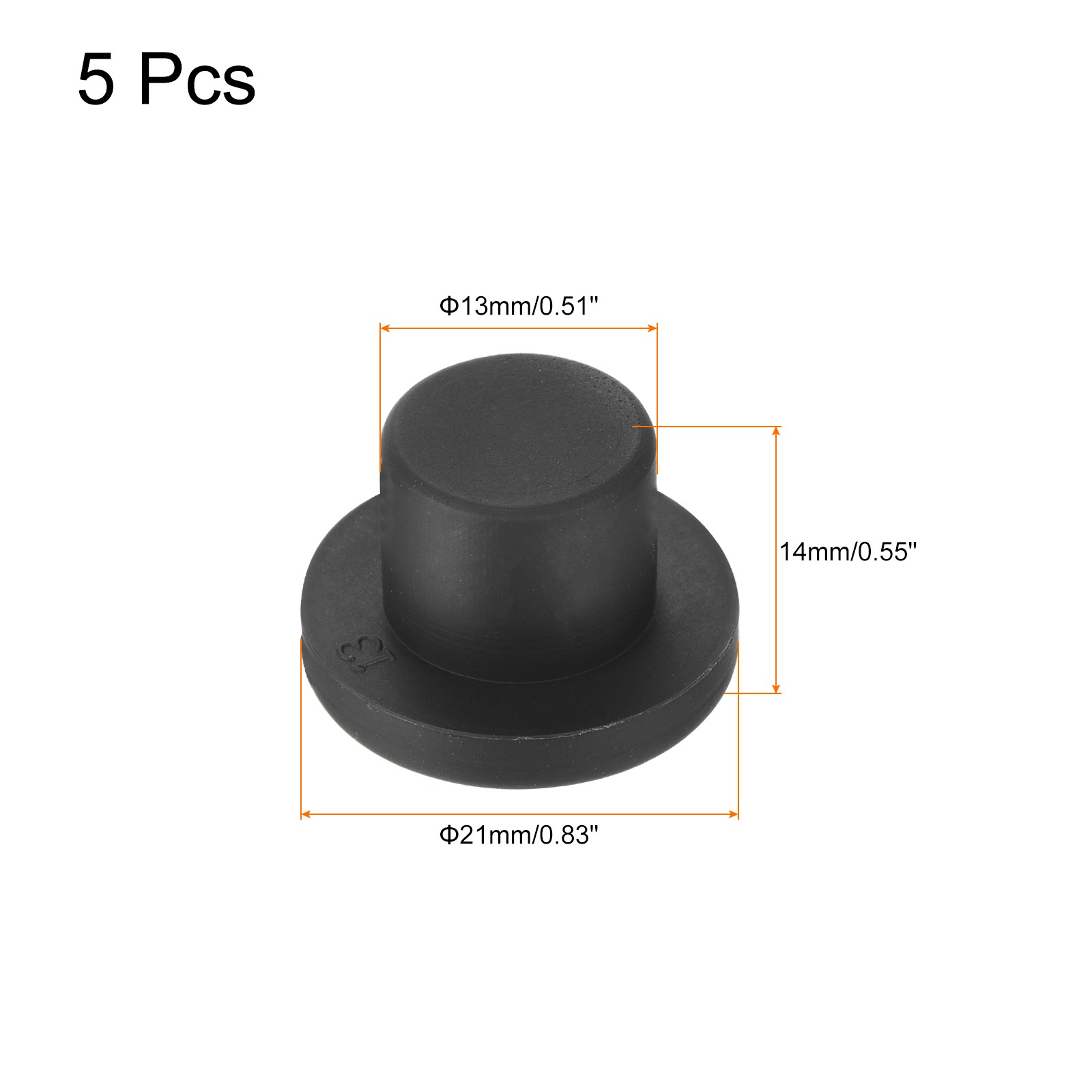 High Temp Silicone Plug t Shape Silicon Stopper Black 21x14x4mm,, 5pcs