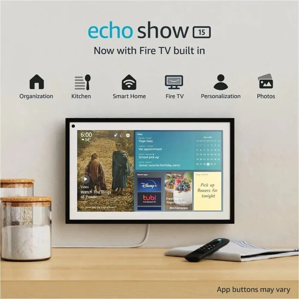 Amazon Echo Show 15 | Full HD 15.6″ Smart Display with Alexa & Fire TV- NEW