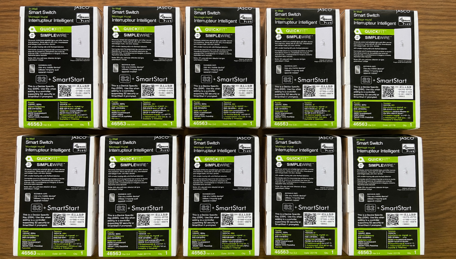 10 Pieces Jasco 46563 Z Wave In-Wall Smart Switch White 46563