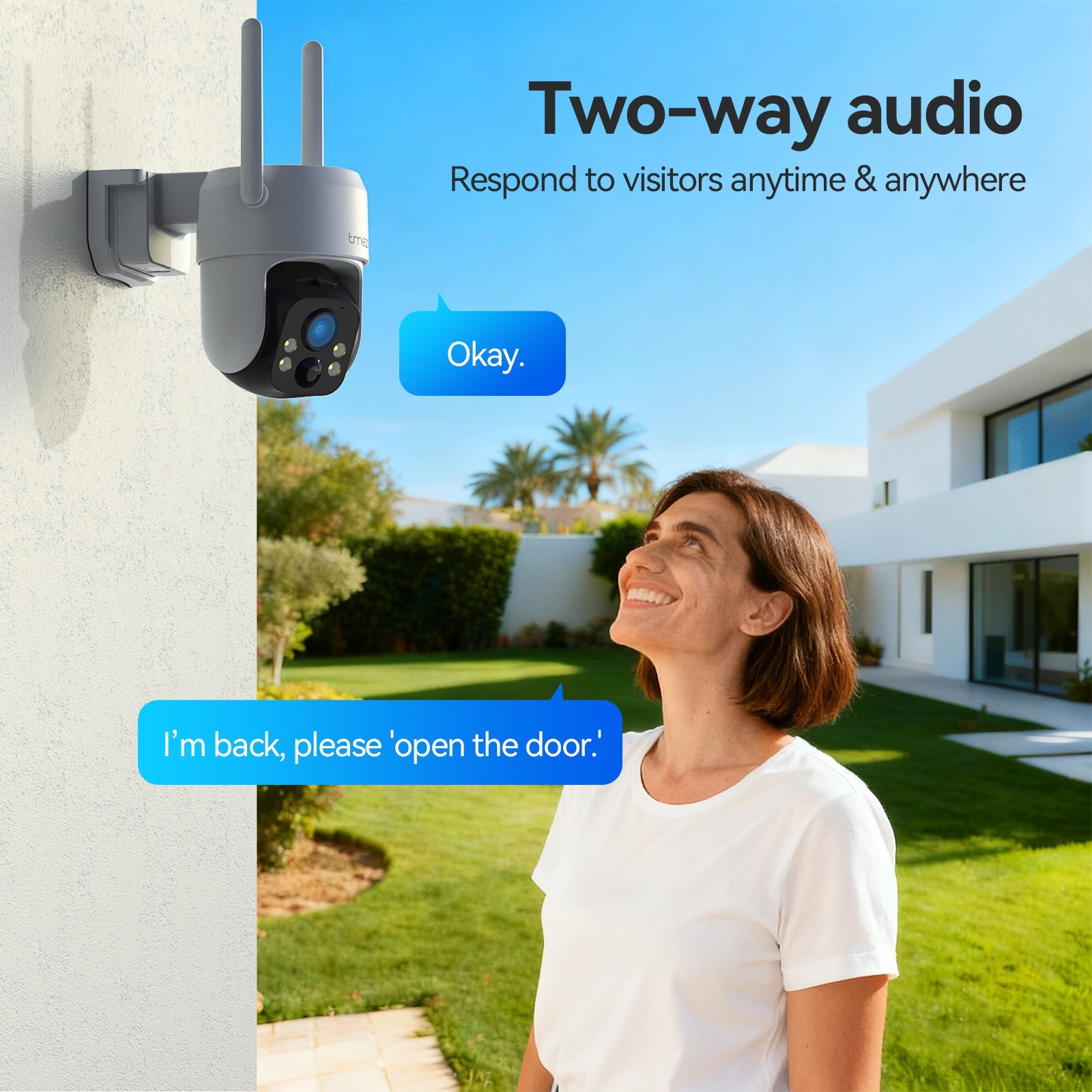 TMEZON Security Camera System Solar Panel 360°PTZ Wireless 3MP Outdoor Home