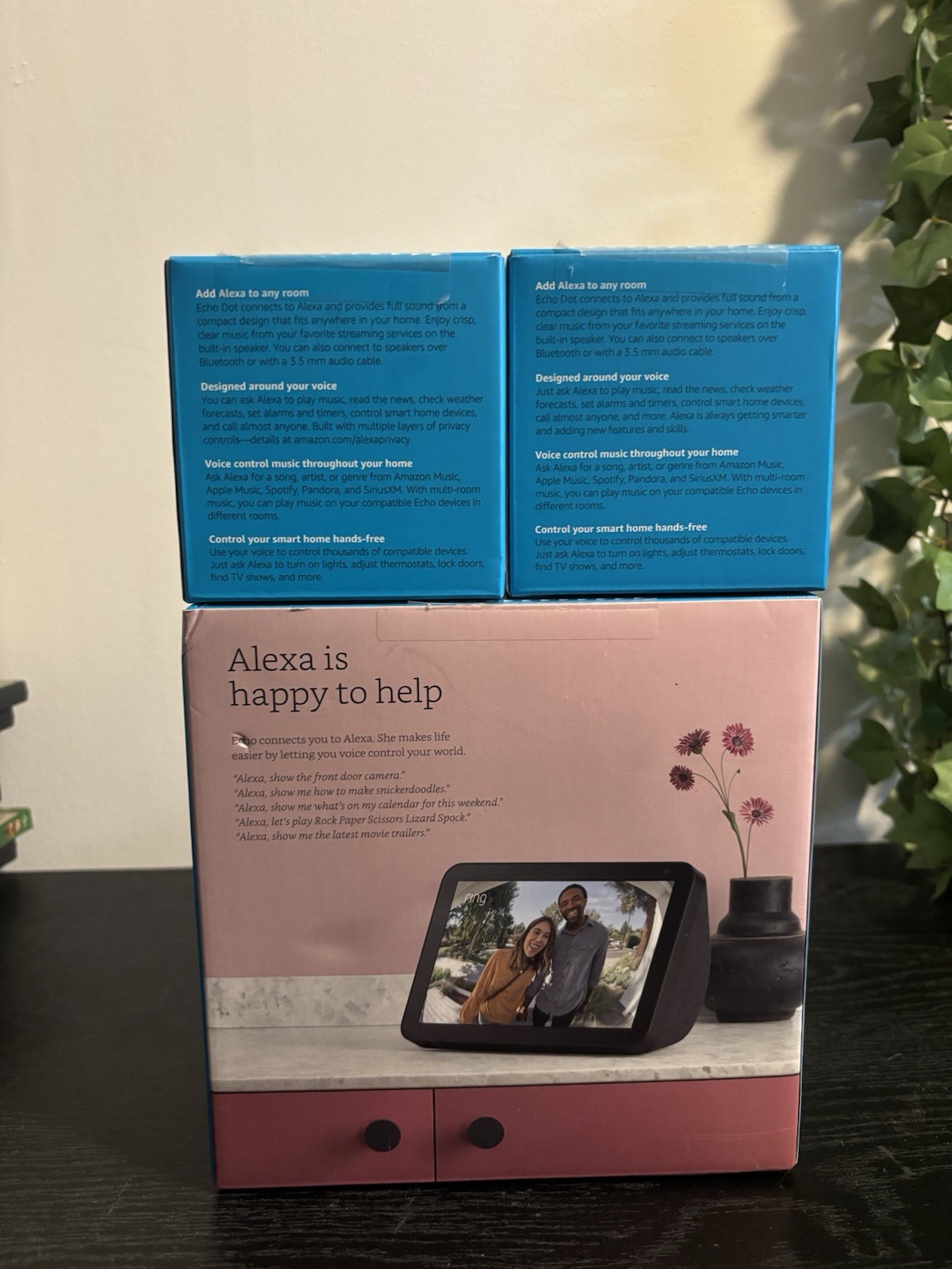Echo Show 8 & 2 Echo Dot 3rd Generation Bunbdle of 3 BRAND NEW Fast Ship SEALED