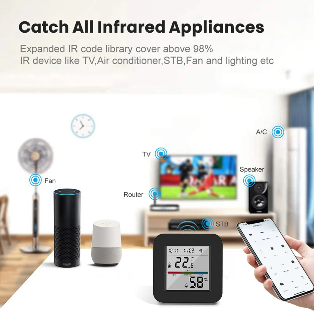 WiFi IR Universal Remote Control Temperature and Humidity Sensor Smart Life App