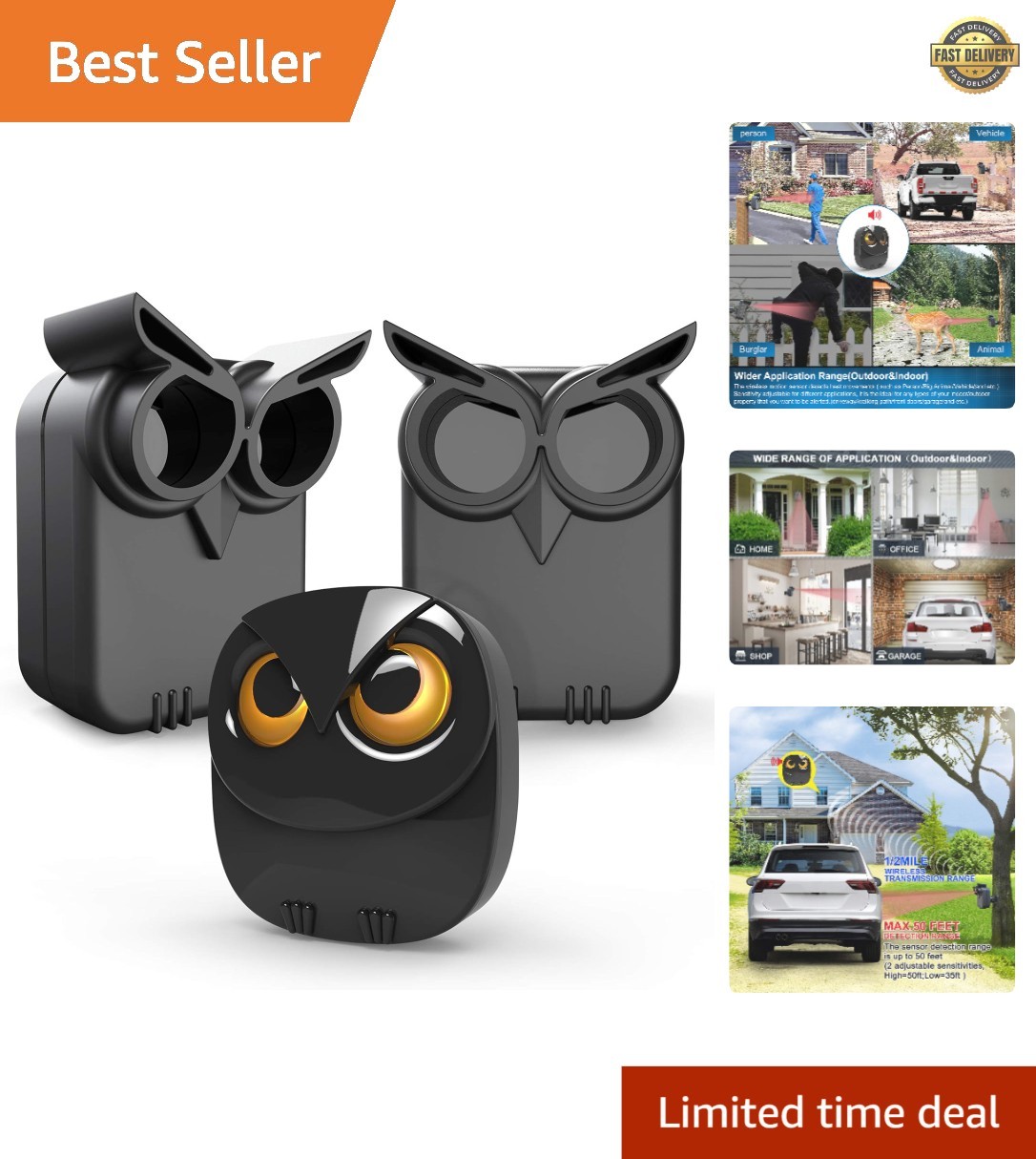 Weather Resistant Driveway Alarm System – 1 Receiver & 2 Sensors, 1/2 Mile Range