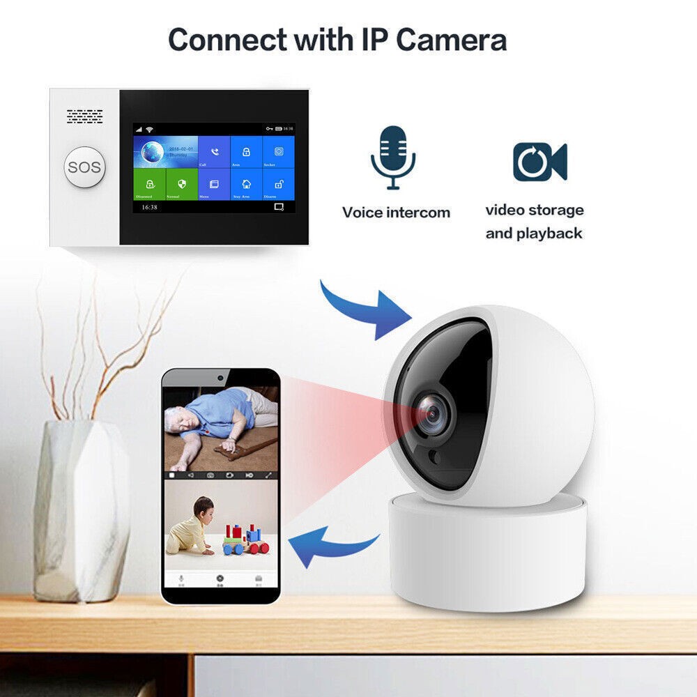 TUYA WiFi+4G Kits Home Burglar Security Alarm System w/Touch Keypad PIR DOOR