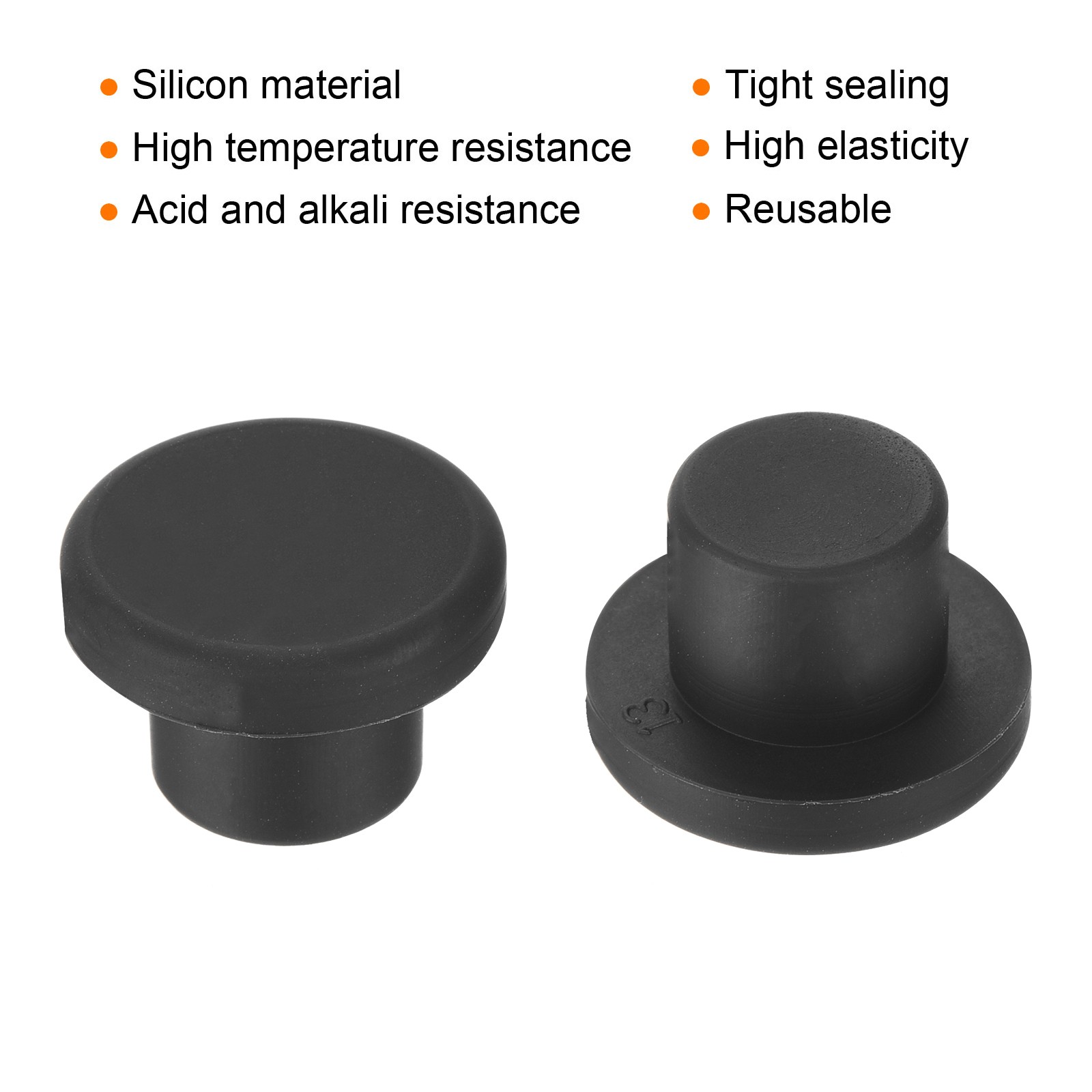 High Temp Silicone Plug t Shape Silicon Stopper Black 21x14x4mm,, 5pcs