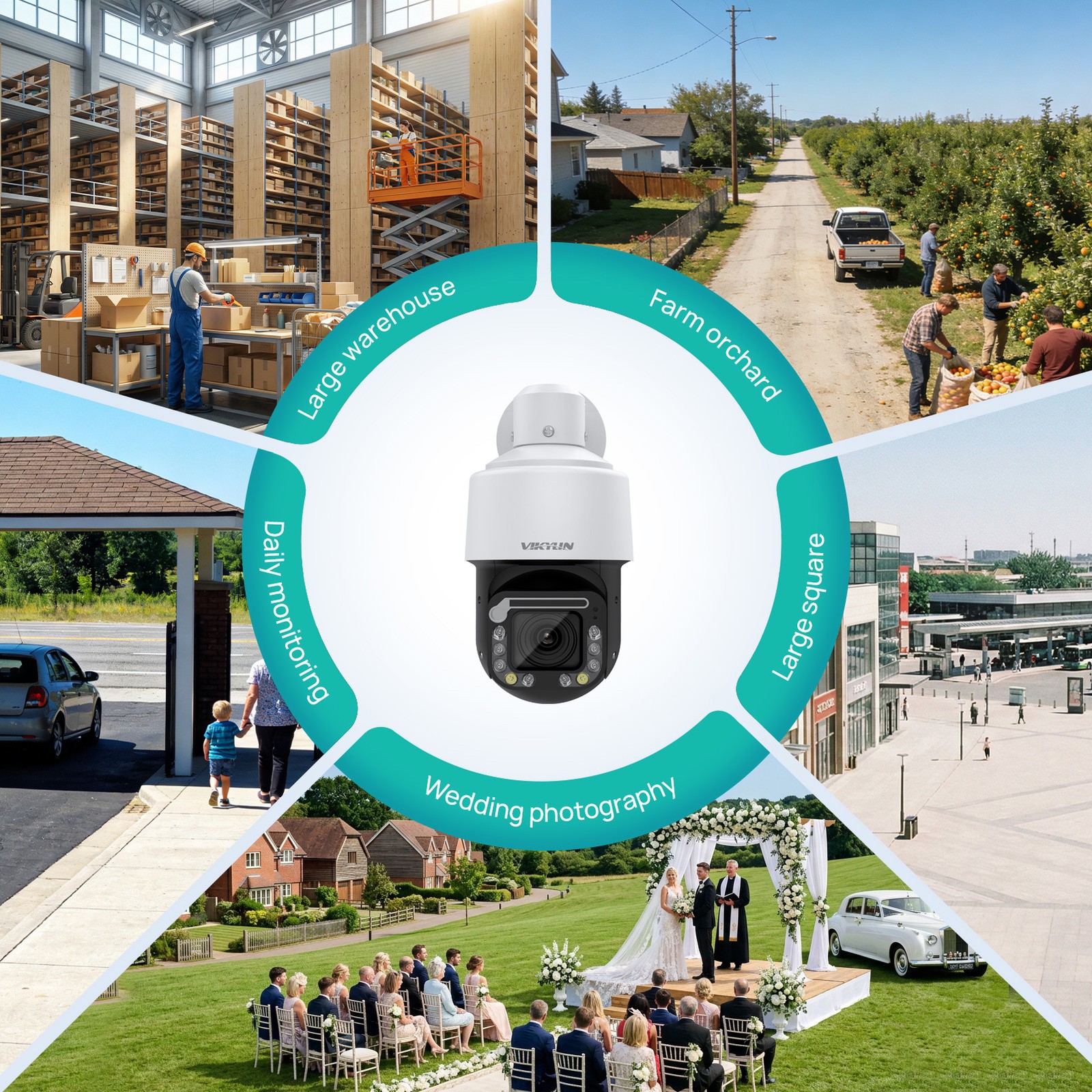 VIKYLIN 18X PTZ Camera Human Auto Tracking PoE Camera 8MP 2-Way Audio with Wiper