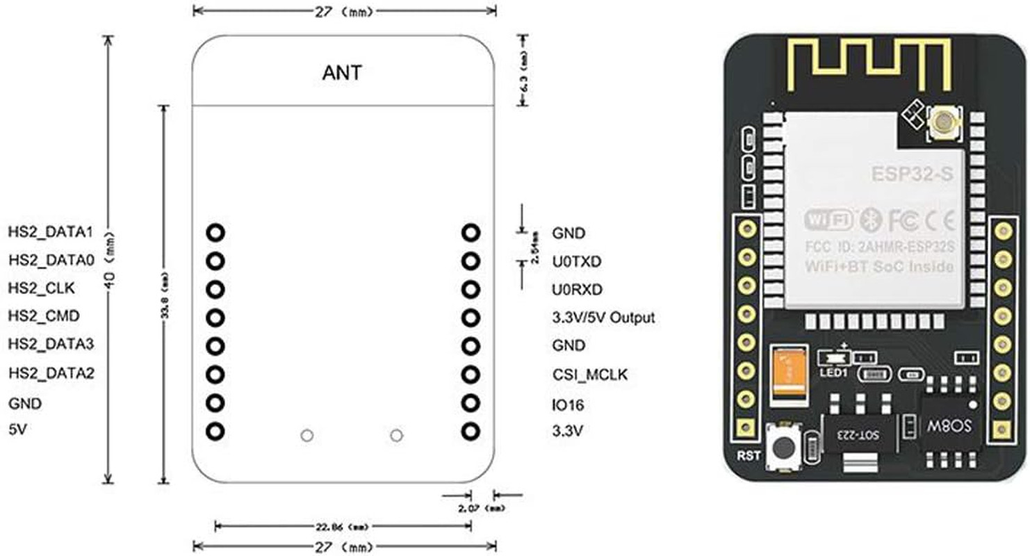 2Pcs ESP32-CAM Camera Module ESP32-S OV2640 2MP Camera Development