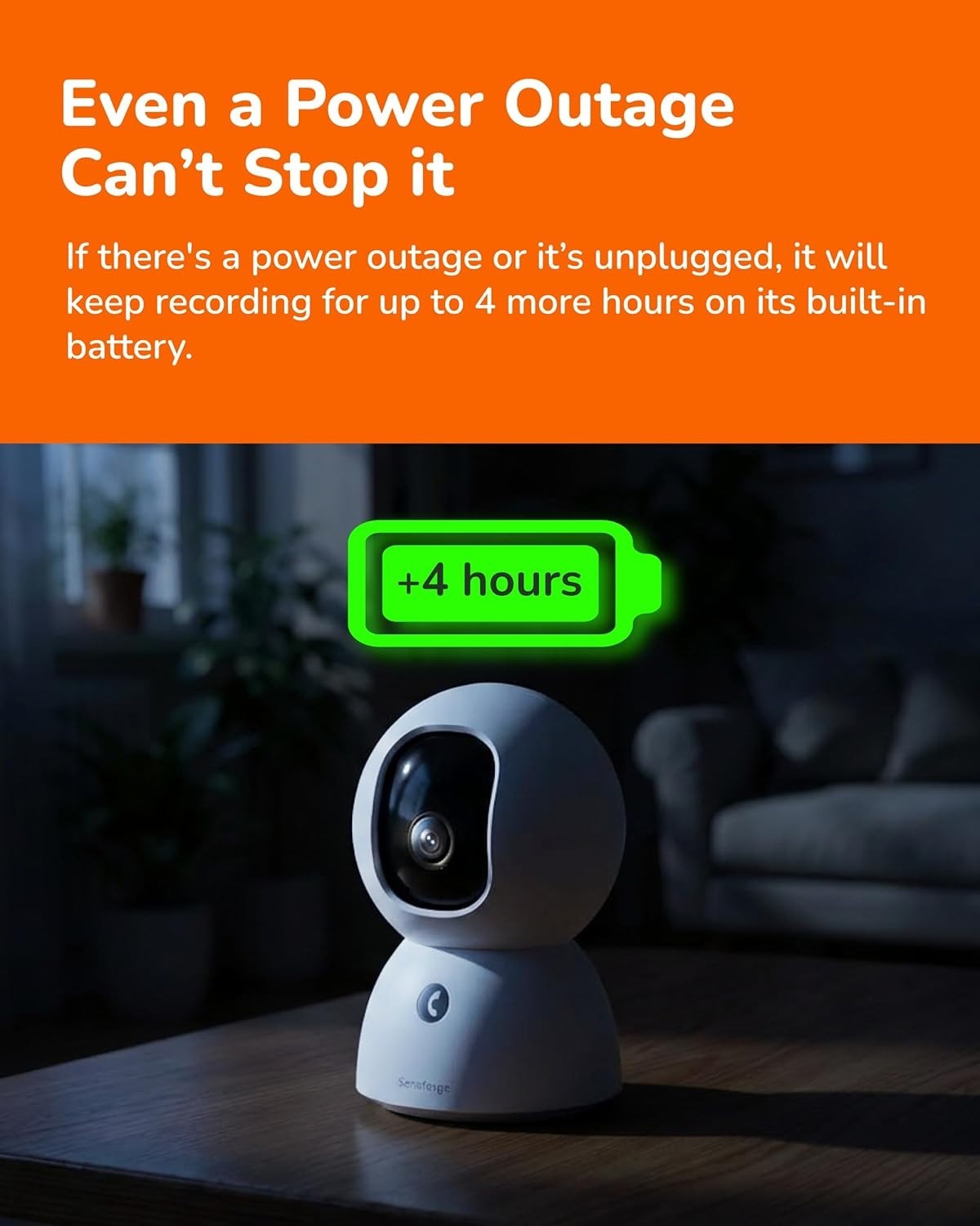 SensForge Rechargeable 2.5K HD Pan-Tilt WiFi Security Camera, AI Detection, 64GB
