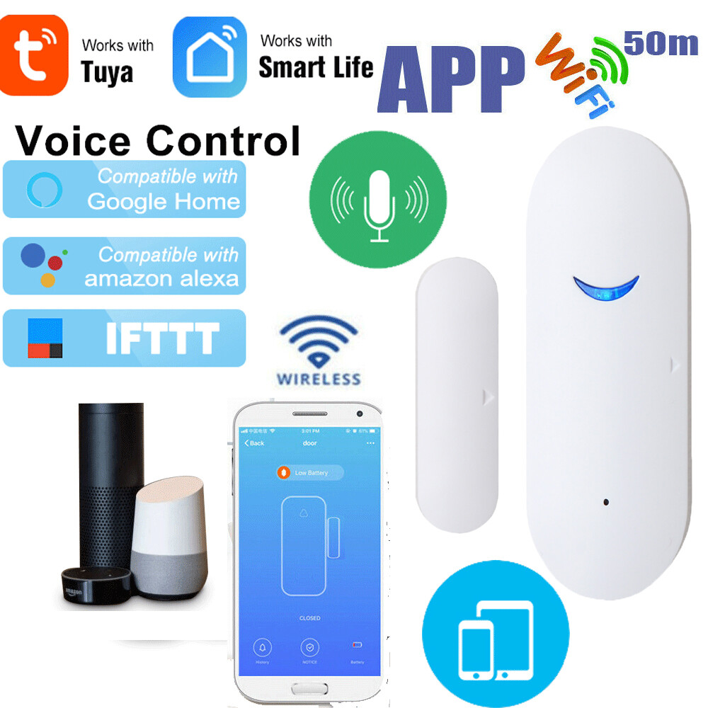 WiFi Wireless Smart Door Window Sensor Detector Safe Alarm for Alexa Google Home