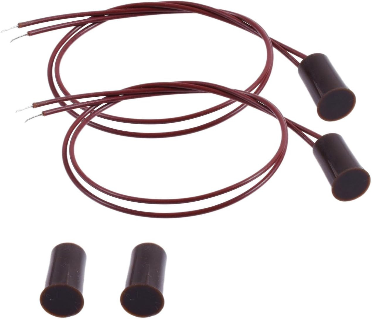 2-Pack Wired Recessed Security Window/Door Contact Sensors, NC Magnetic Switch