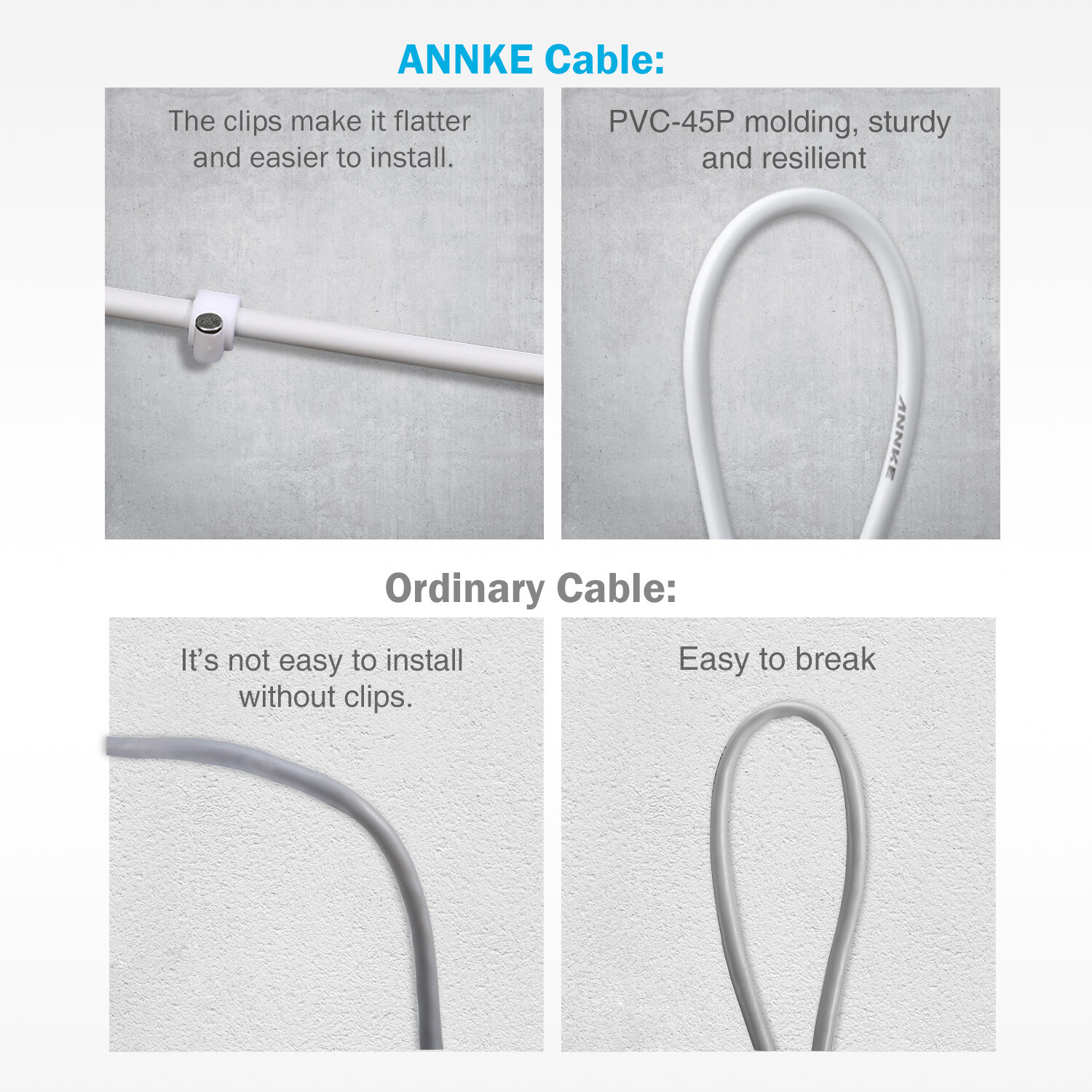 ANNKE 4x 30M 100FT BNC Video DC Power Extension Cable Cord for CCTV DVR Camera