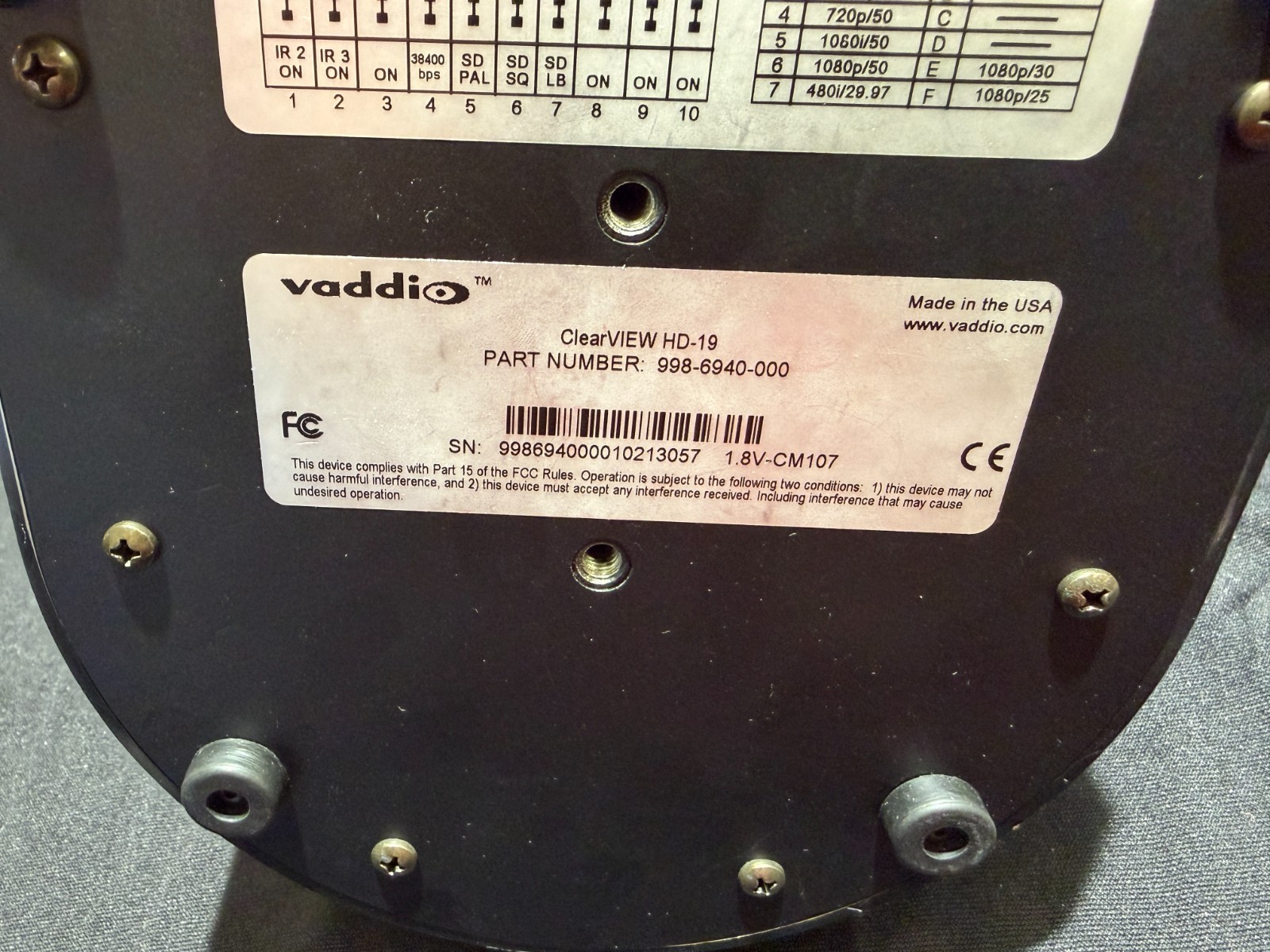 Vaddio ClearVIEW HD-19 998-6940-000 Black 19X Optical Zoom Robotic PTZ Camera!!*