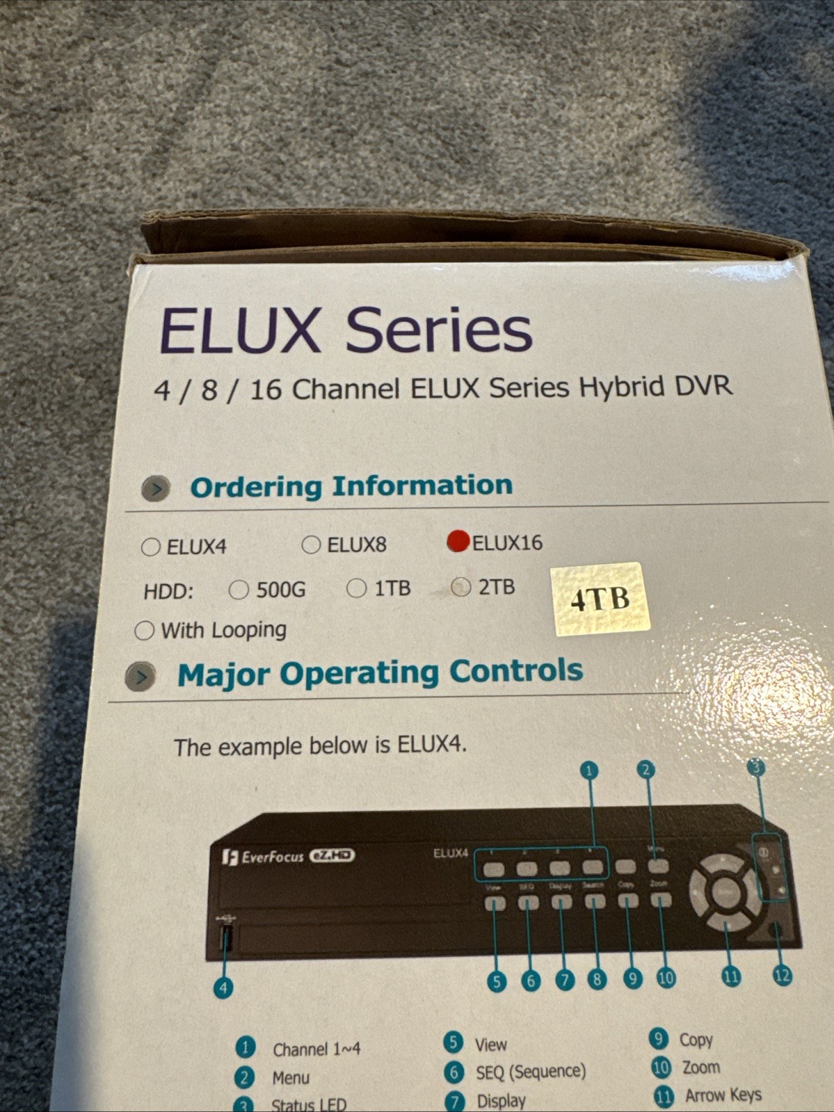 Everfocus – ELUX16/4TB – EverFocus 4/8/16 CH, 1080p, Full HD, New Open Box