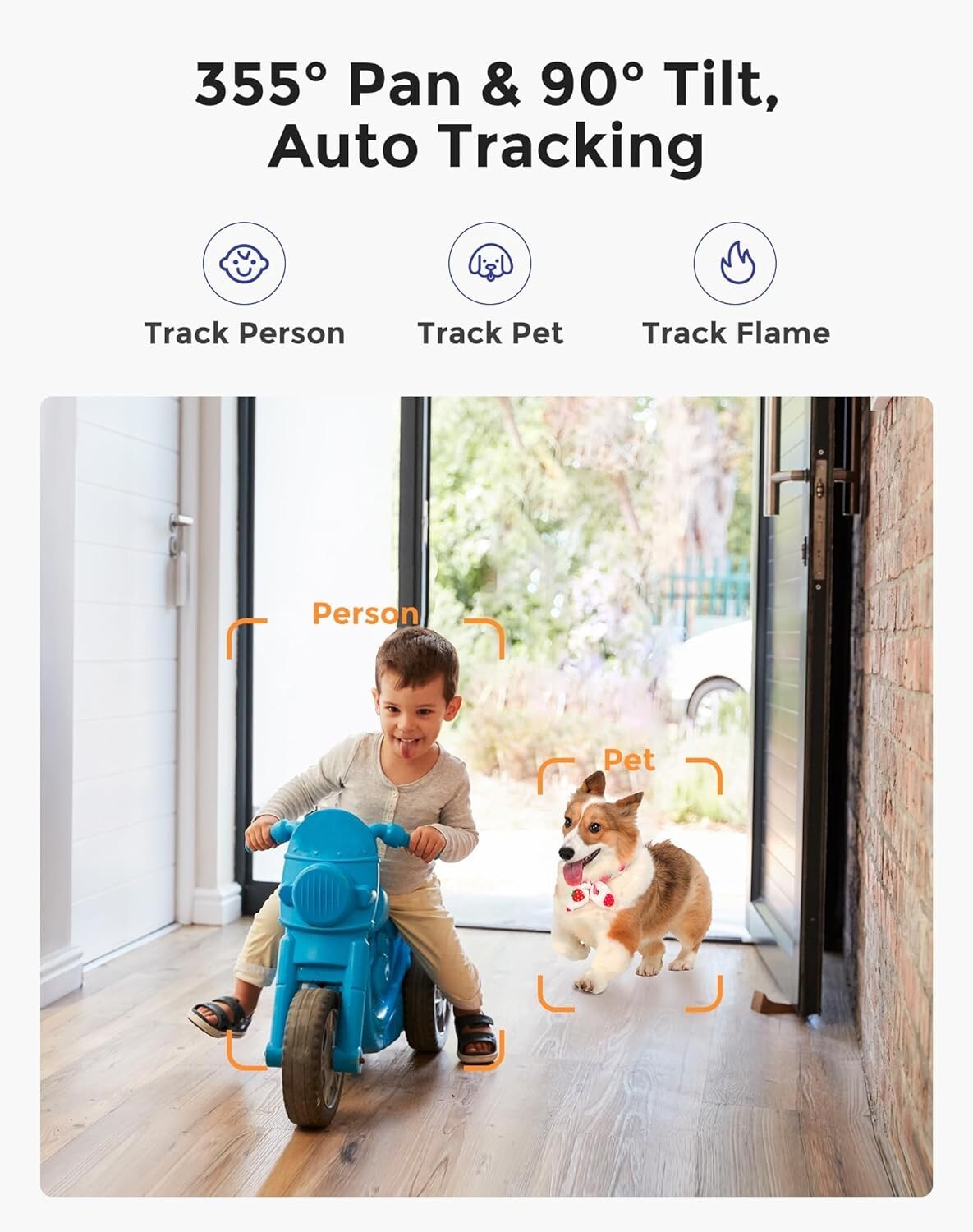 Hugolog 2K 3MP Indoor Pan/Tilt Security Camera with Auto-Focus,Ideal for Baby