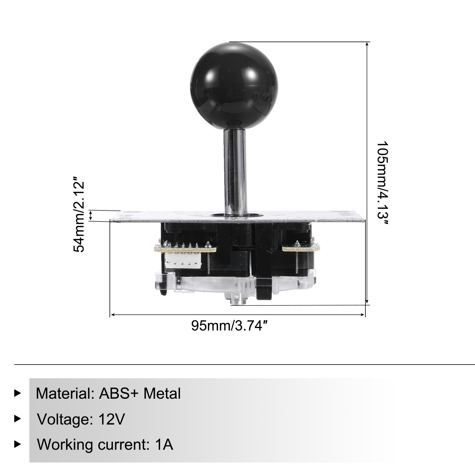 PC Joystick DIY Kit Arcade Game Joystick Parts ABS 5Pin for Classic Arcade Black