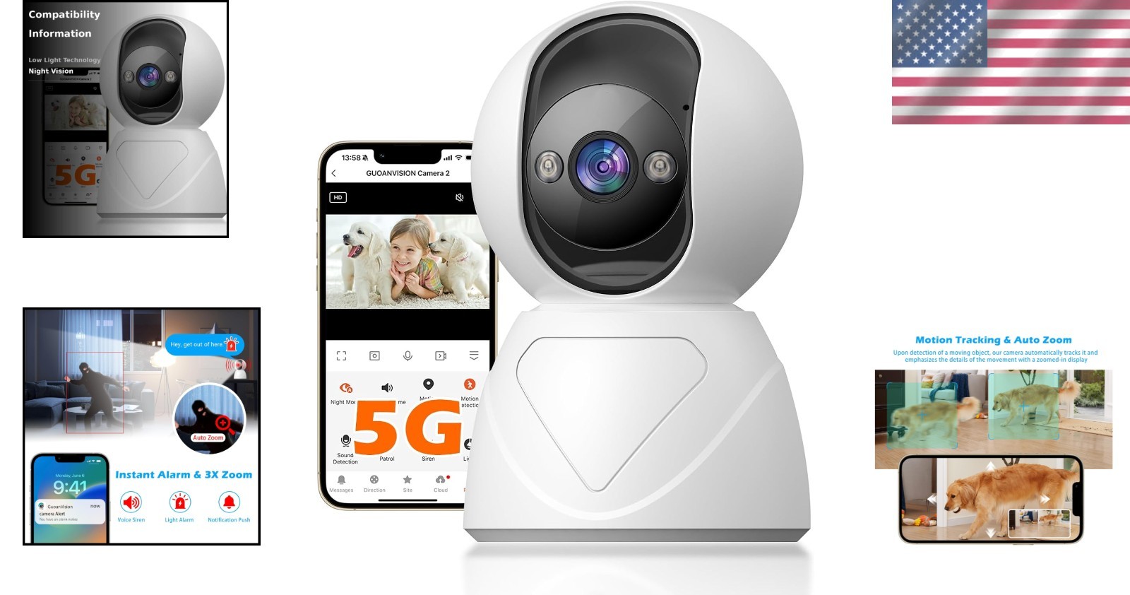 Auto-Focus 3MP Indoor Security Camera – Interactive 2-Way Audio & Siren Alarm