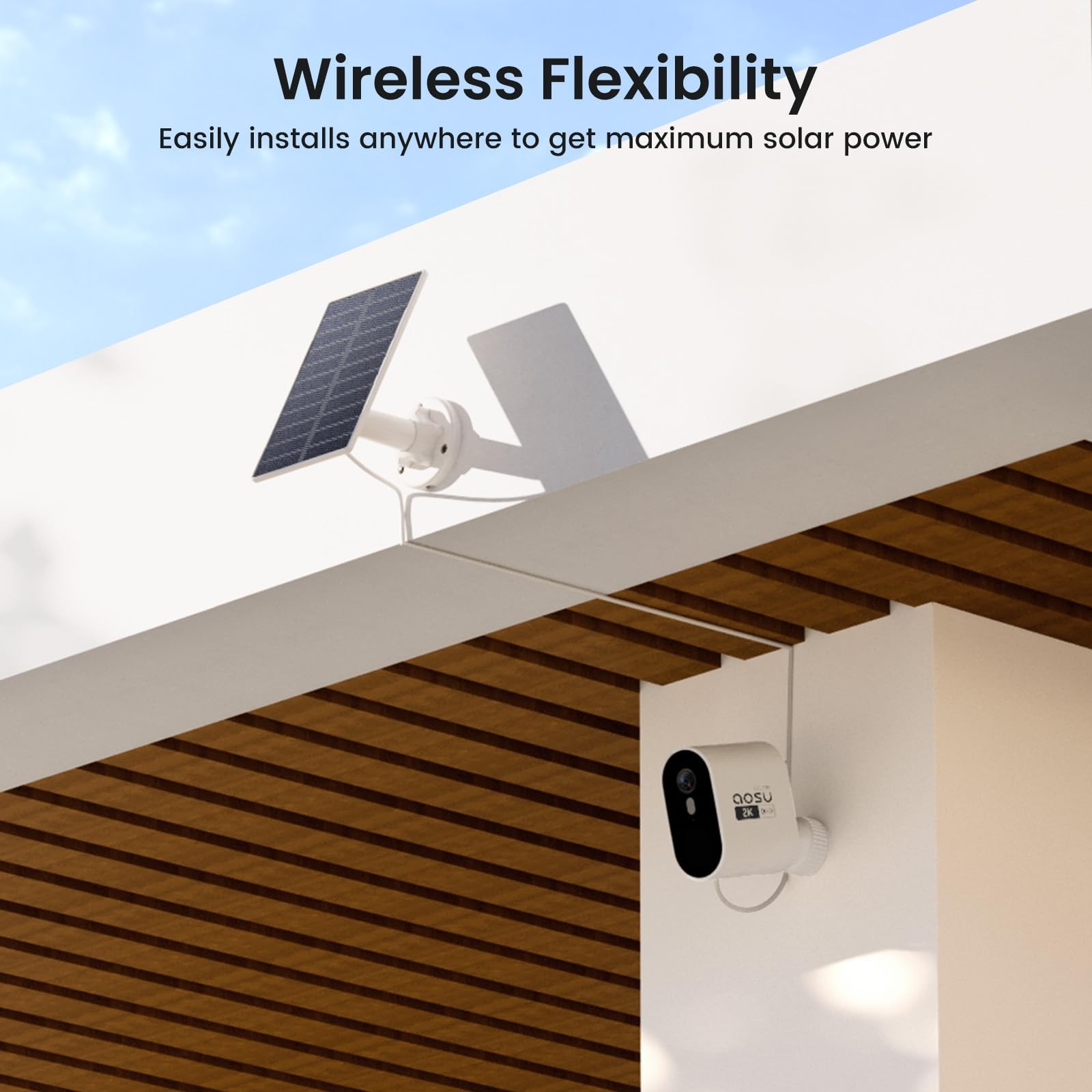 aosu Solar Security Cameras Wireless Outdoor, 2-Cam Kit, 2K QHD Home 2 PACK