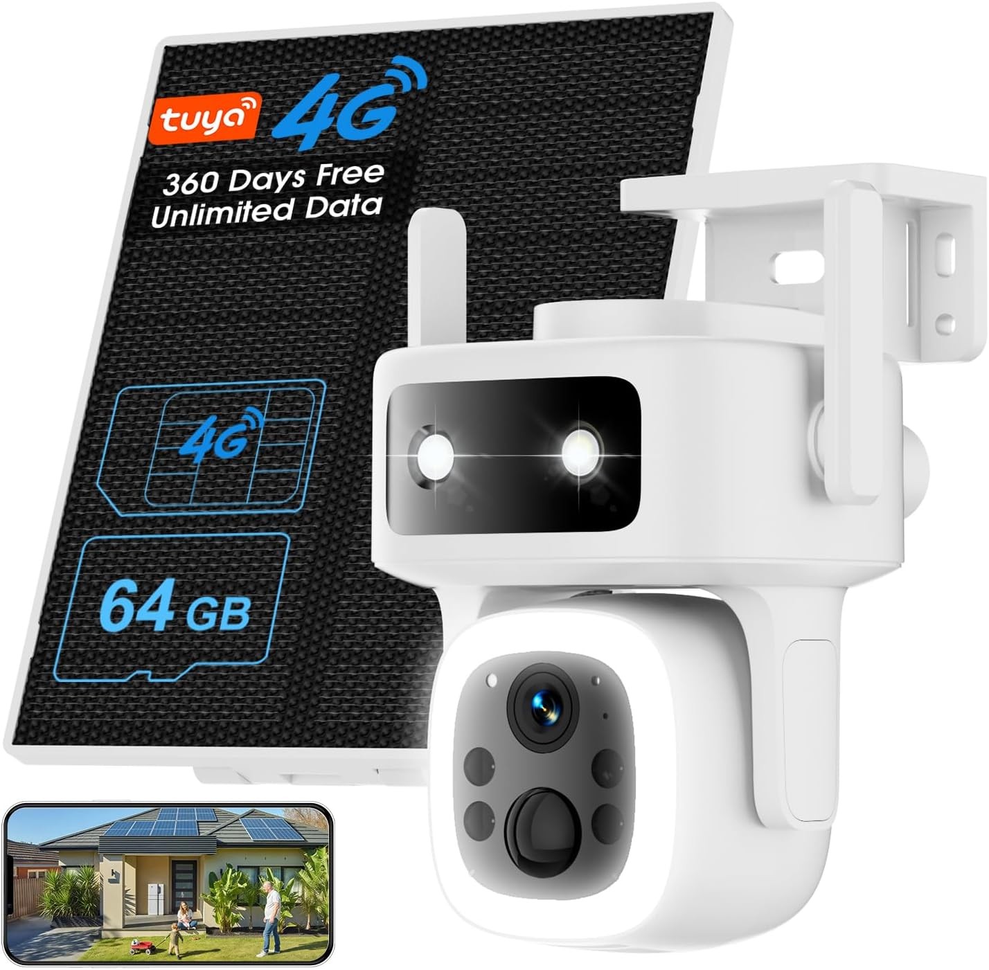 [Free data for 365 days] Solar Powered Camera NO-WIFI Built-In 4G LTE SIM Card