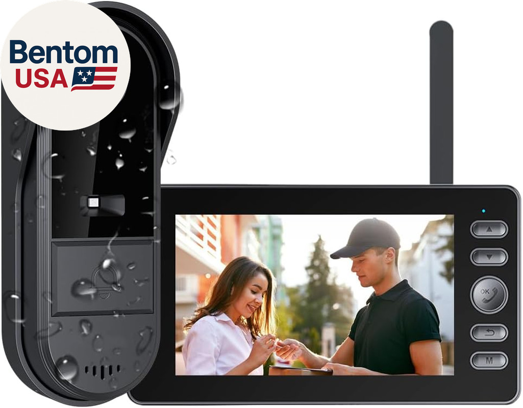 Doorbell Camera Wireless No Subscription with Monitor for Home/Apartment, Video