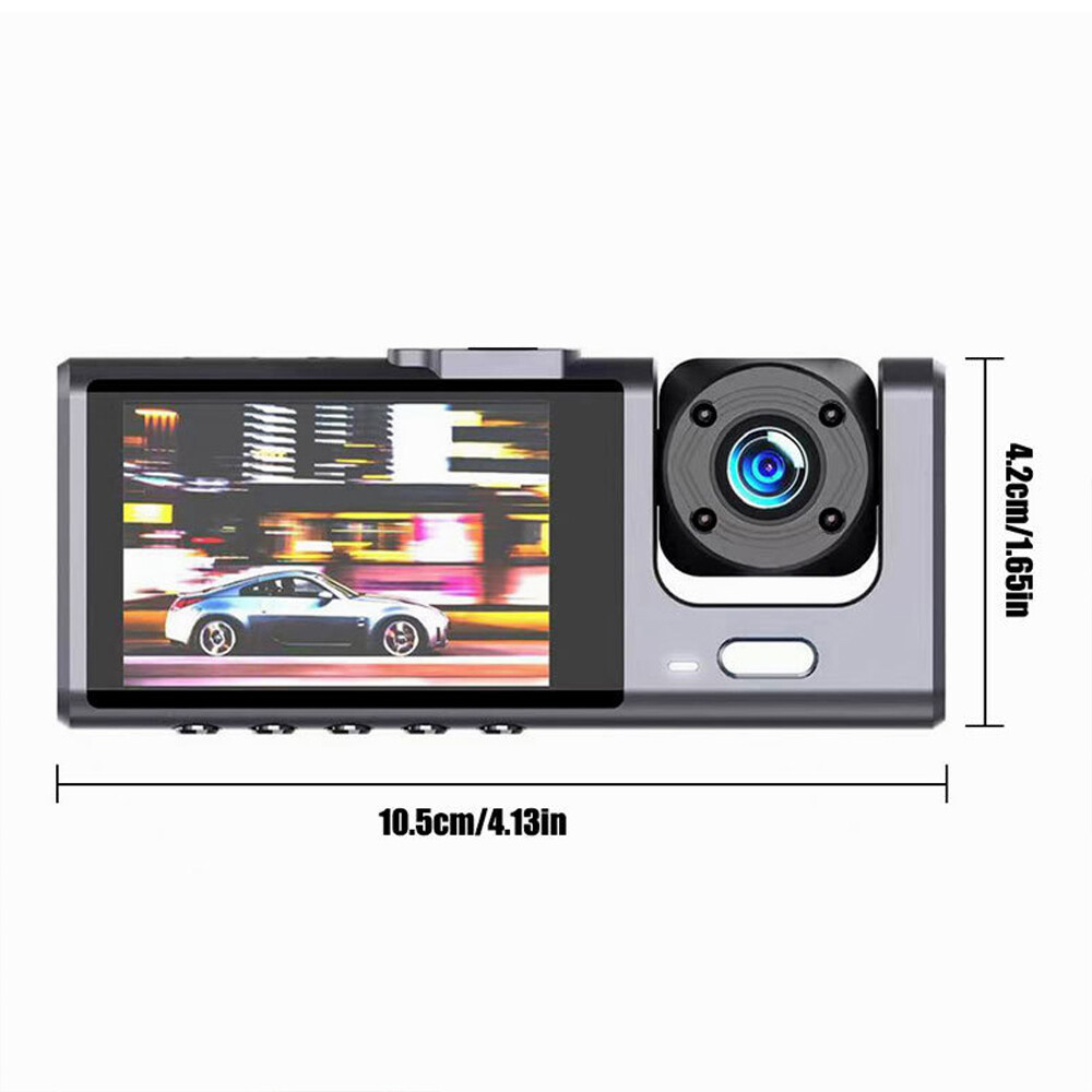 FHD 1080P Car 3 Lens Dash Cam Front/Rear/Inside Video Recorder Camera G-sensor