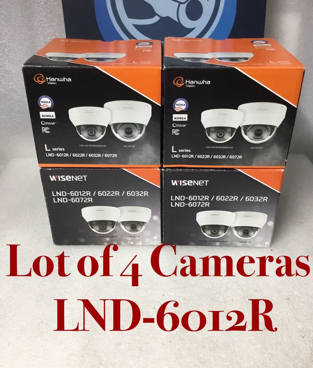 Lot 4 Hanwha Vision LND-6012R 2MP Indoor Dome IP Cameras W/2.8mm 2MP IR D/N NEW!