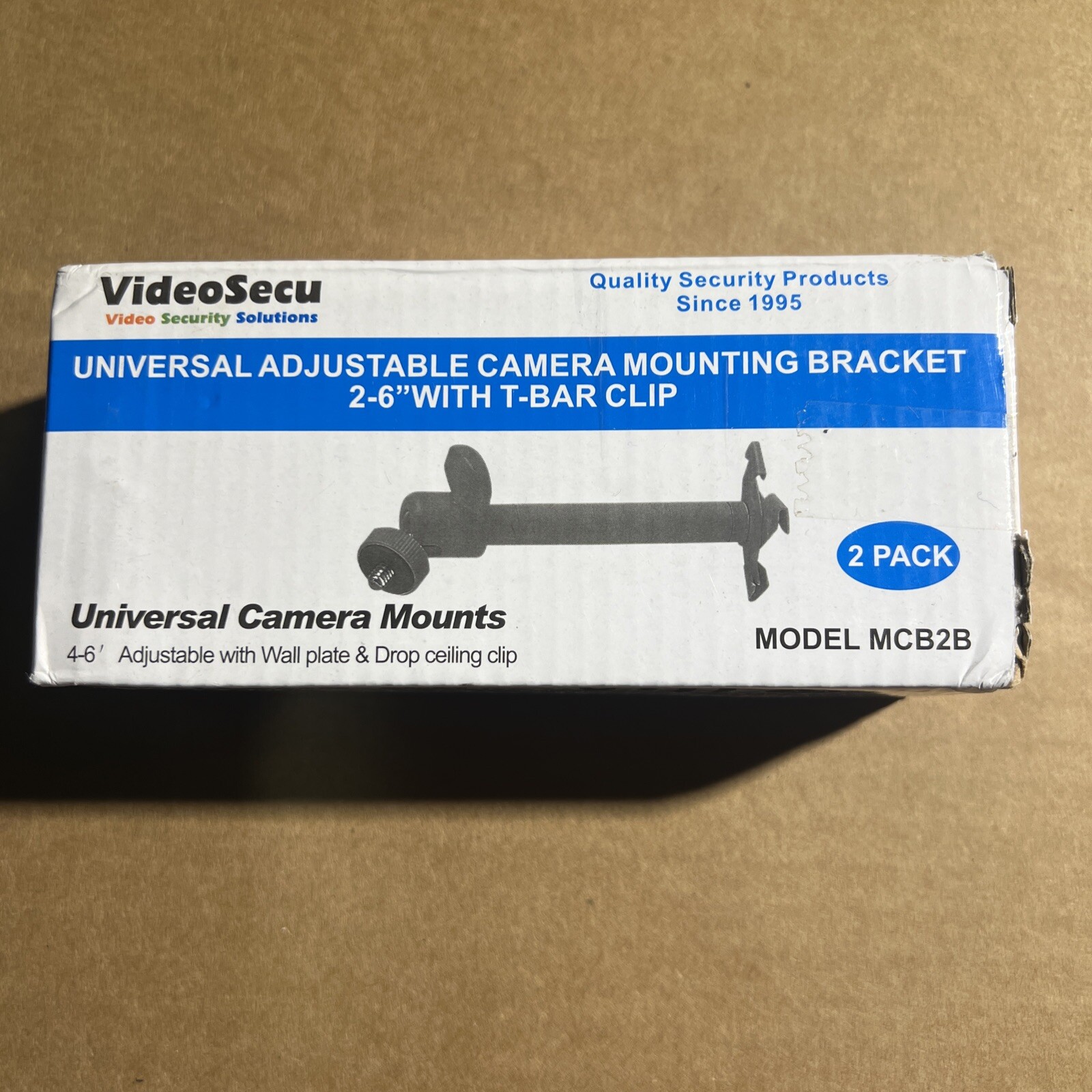VideoSecu Camera Mounting Bracket 2-6″ with T-Bar Mount 2 Pack (black) NEW