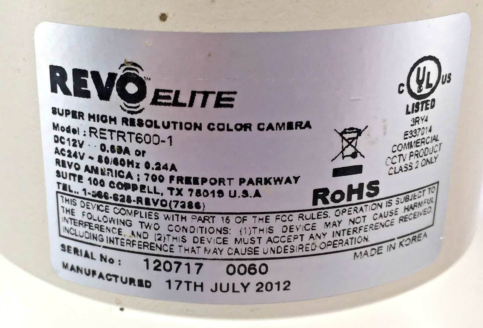 Revo Elite Camera Model RETRT600-1 (PAIR)