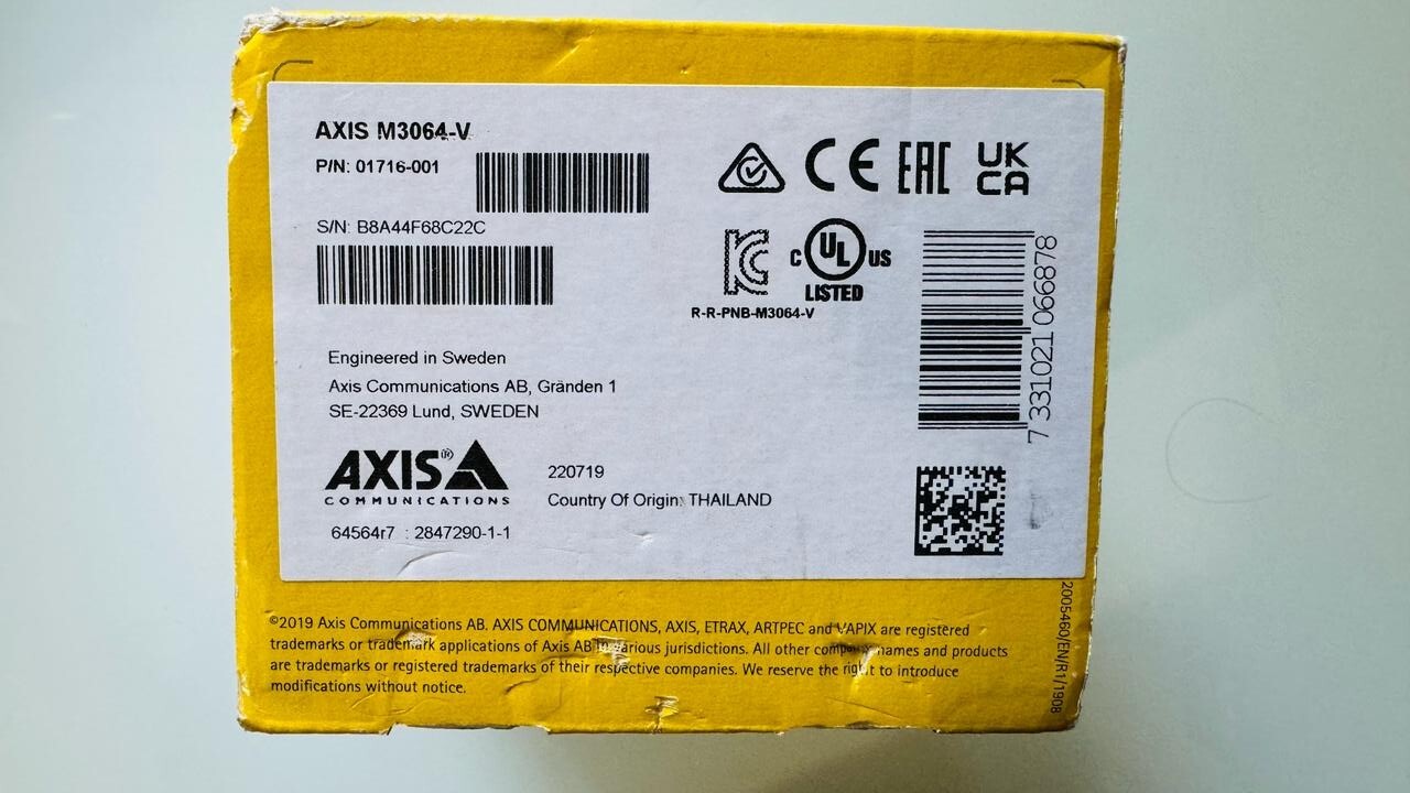 AXIS M3064-V Mini Dome IP Camera 1MP 3.1mm (83°) fixed lens p/n 01716-001