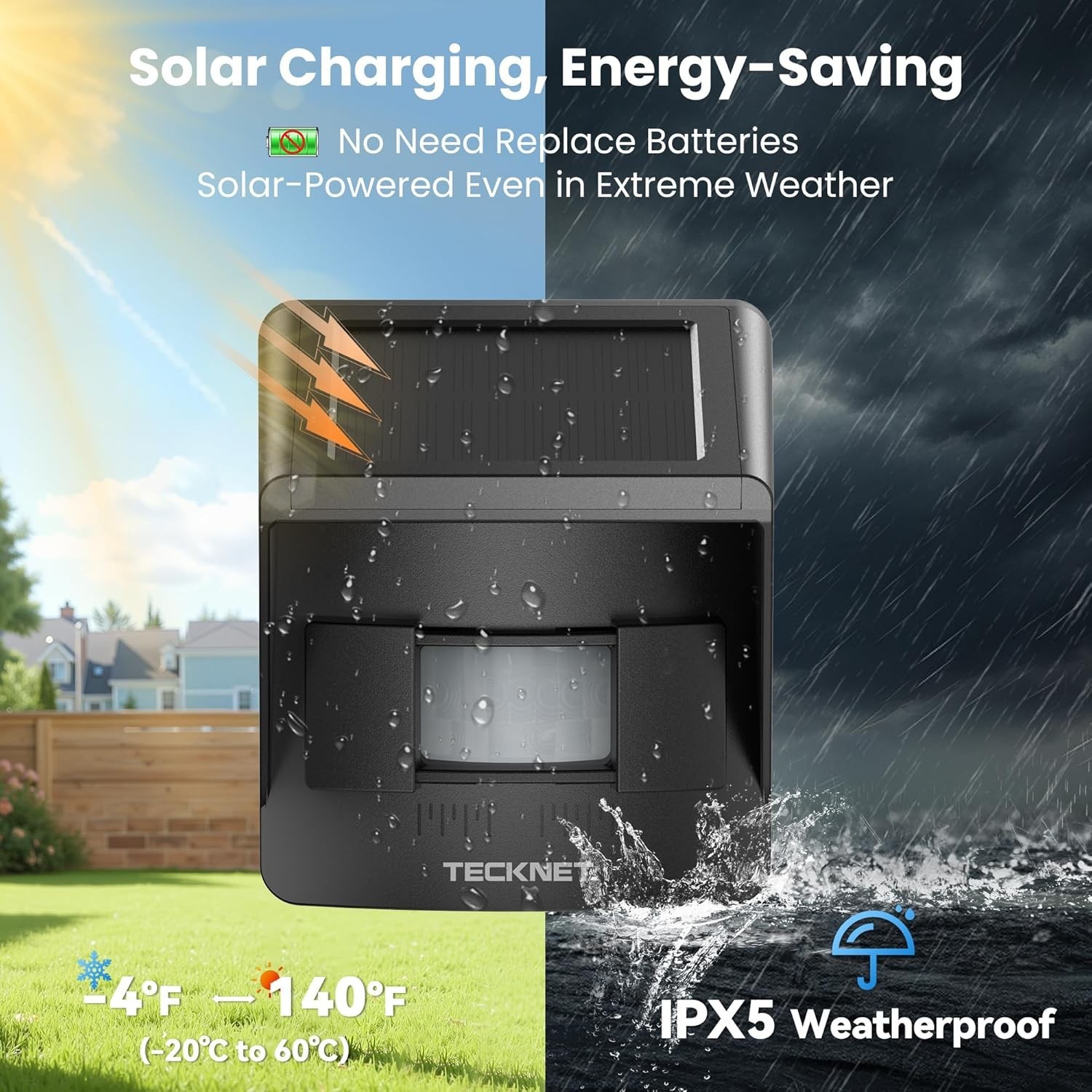 Eco-Friendly Solar Driveway Alarm with 5 Volume Levels & Weatherproof Design