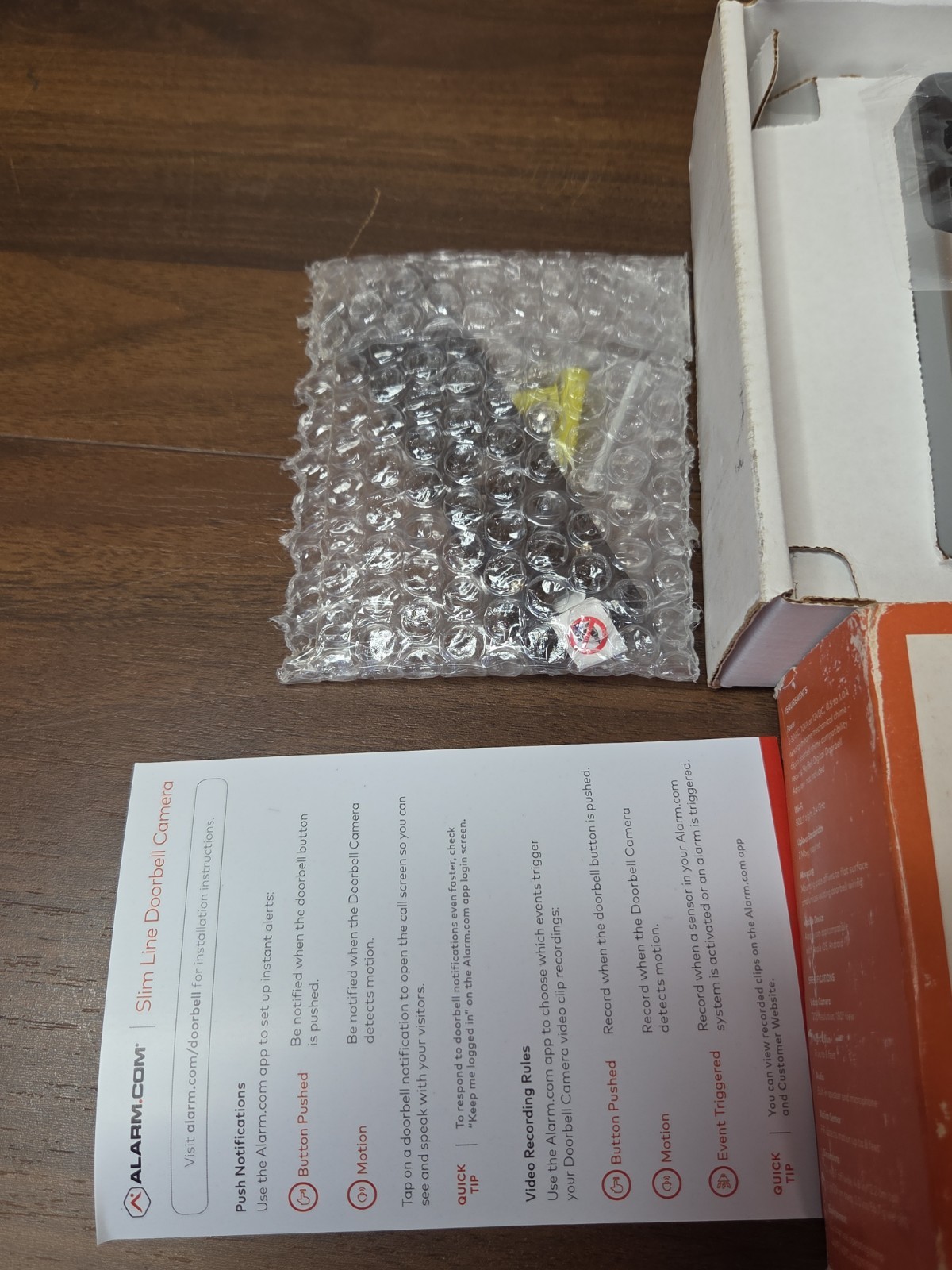 Alarm.com ADC-VDB105 Slim Line Doorbell Camera Silver New Open Box