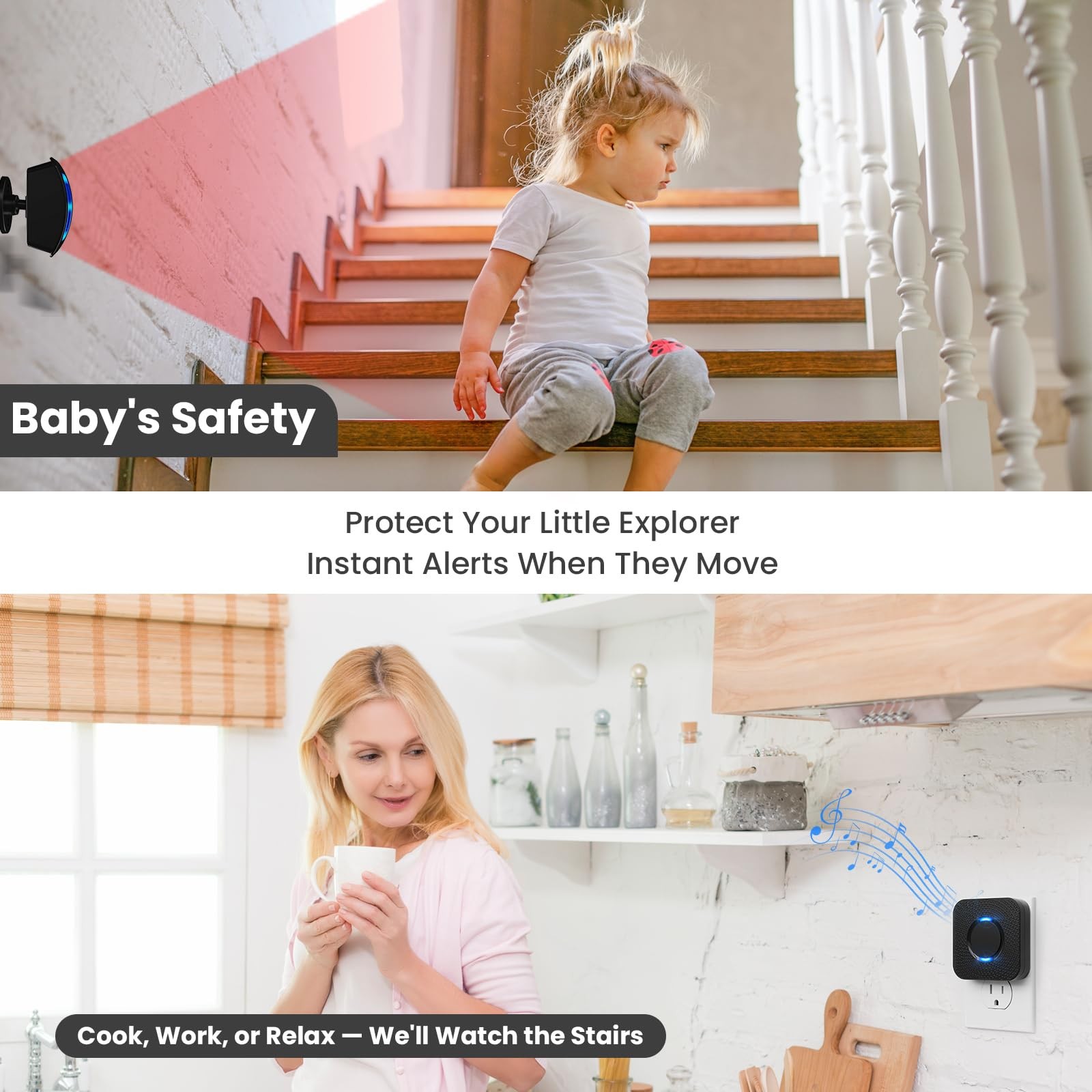 Wireless Motion Sensor LED Light – Motion Detector Alarm Chimes Door Sensor | 50