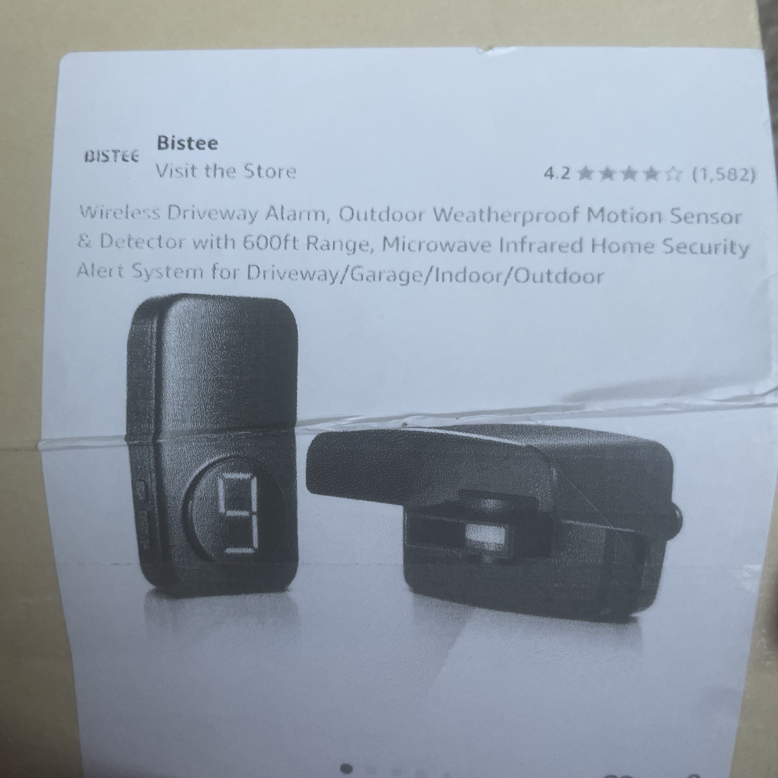 Bistee Wireless Driveway Alarm Weather Resistant Motion Sensor