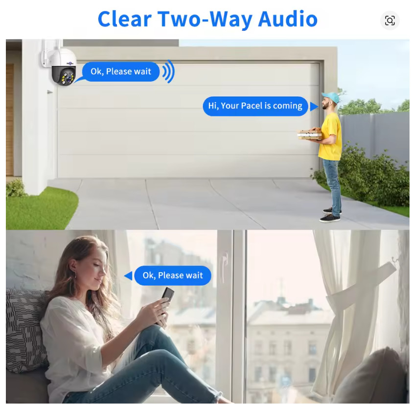 Hiseeu 8MP 4K PTZ Wifi Camera 5x Digital Zoom Ai Human Detect Auto Tracking ONVI