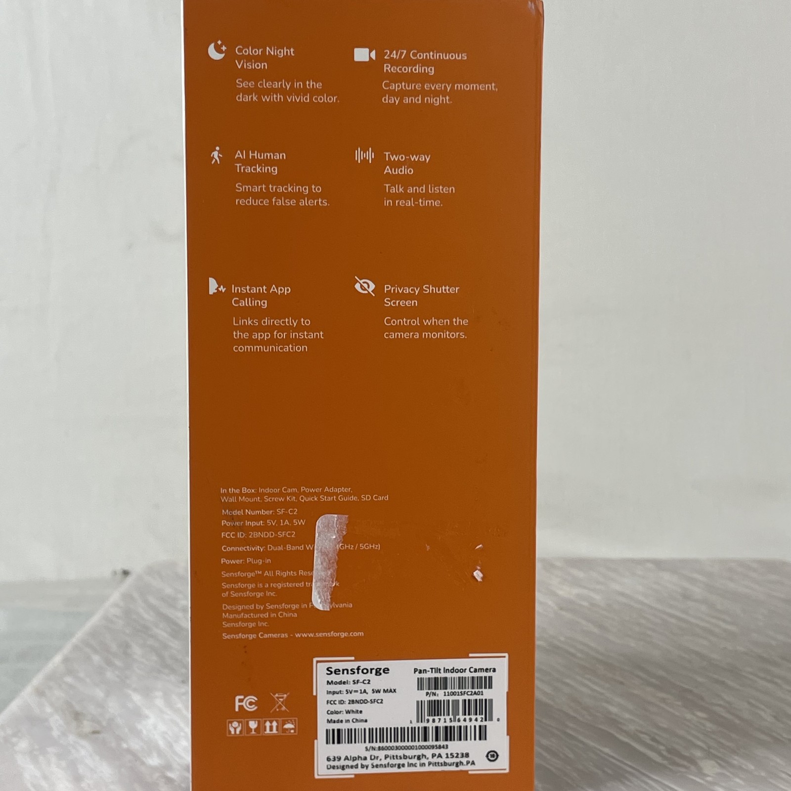 Sensforge SF-C2 Pan-Tilt Indoor Security Camera AI Human Tracking WiFi White