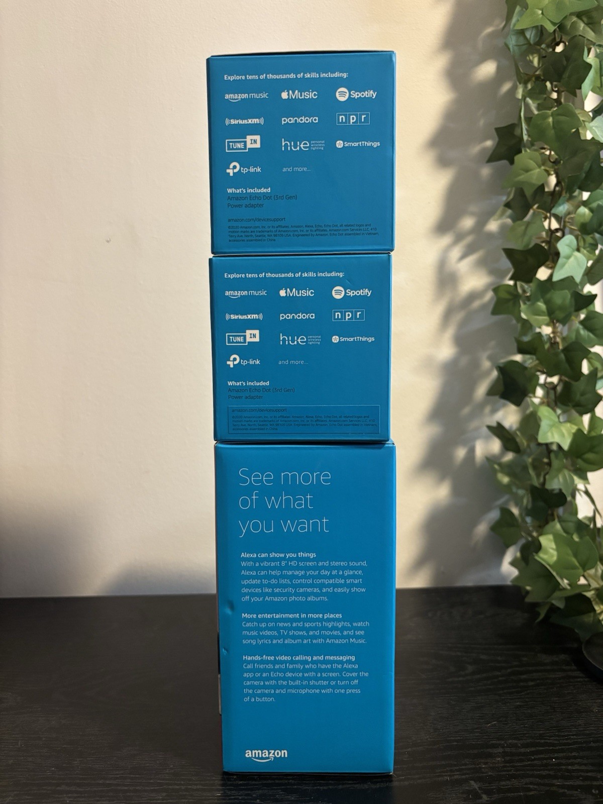 Echo Show 8 & 2 Echo Dot 3rd Generation Bunbdle of 3 BRAND NEW Fast Ship SEALED
