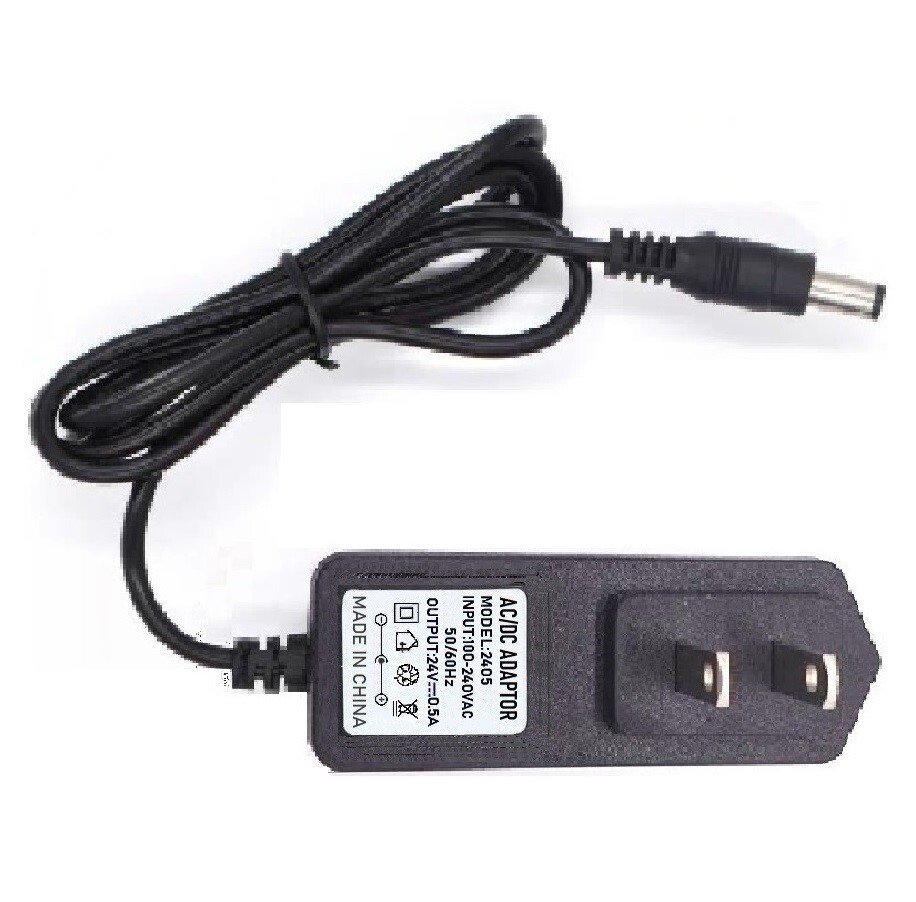 24V 0.5A AC/DC Adapter Power Supply Charger with 5.5×2.1mm +2 DC Power Plug Tips